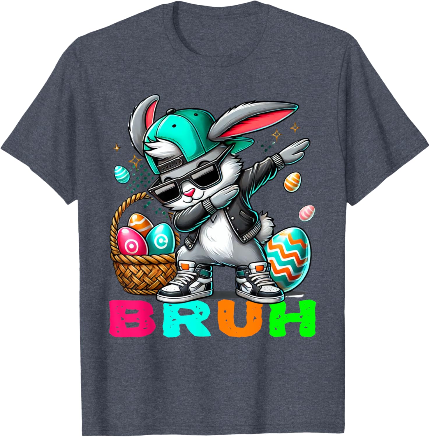 Dabbing Bunny Easter Bruh Meme Easter Day Eggs Boys Kids Men T-Shirt