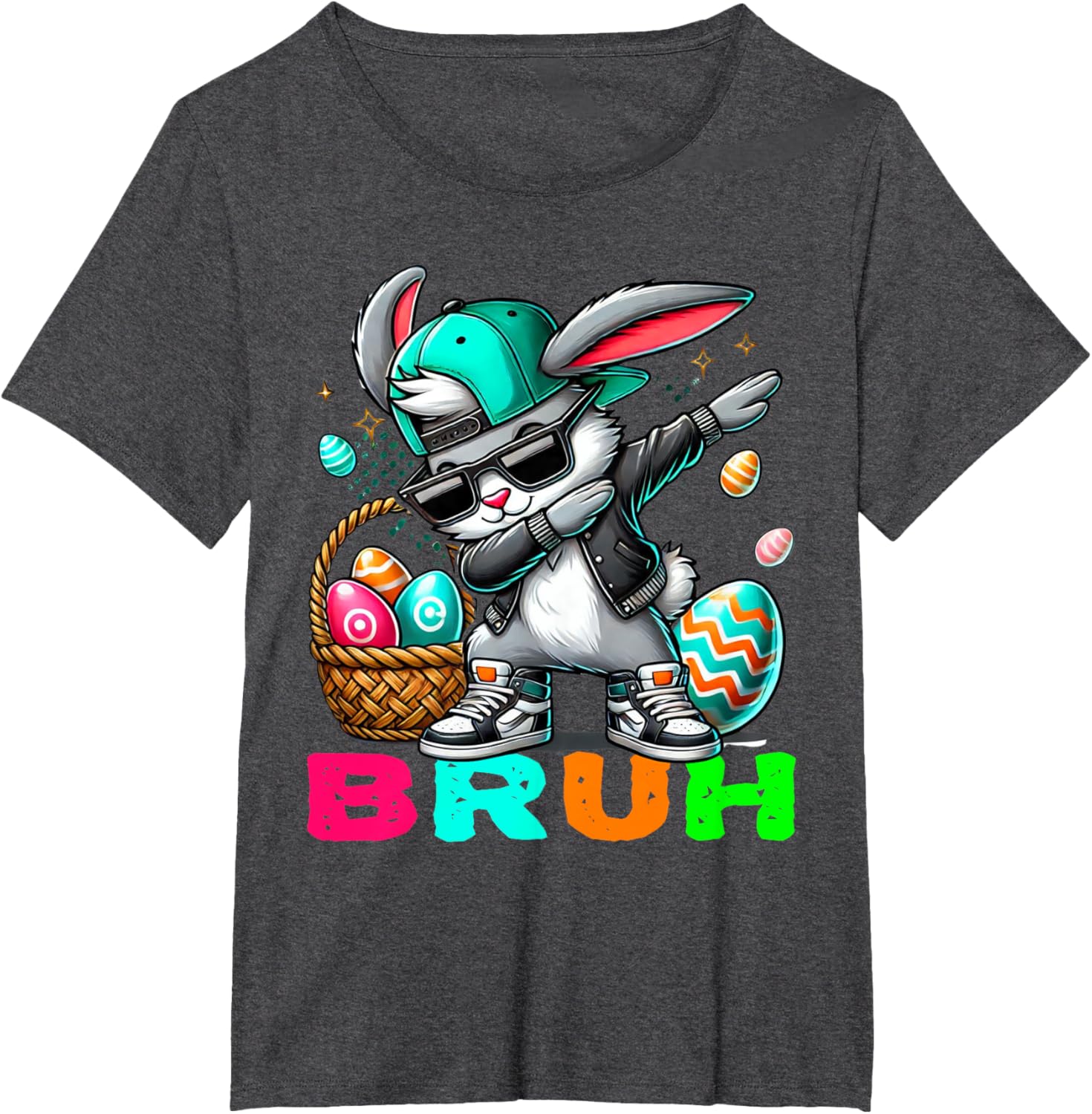 Dabbing Bunny Easter Bruh Meme Easter Day Eggs Boys Kids Men T-Shirt