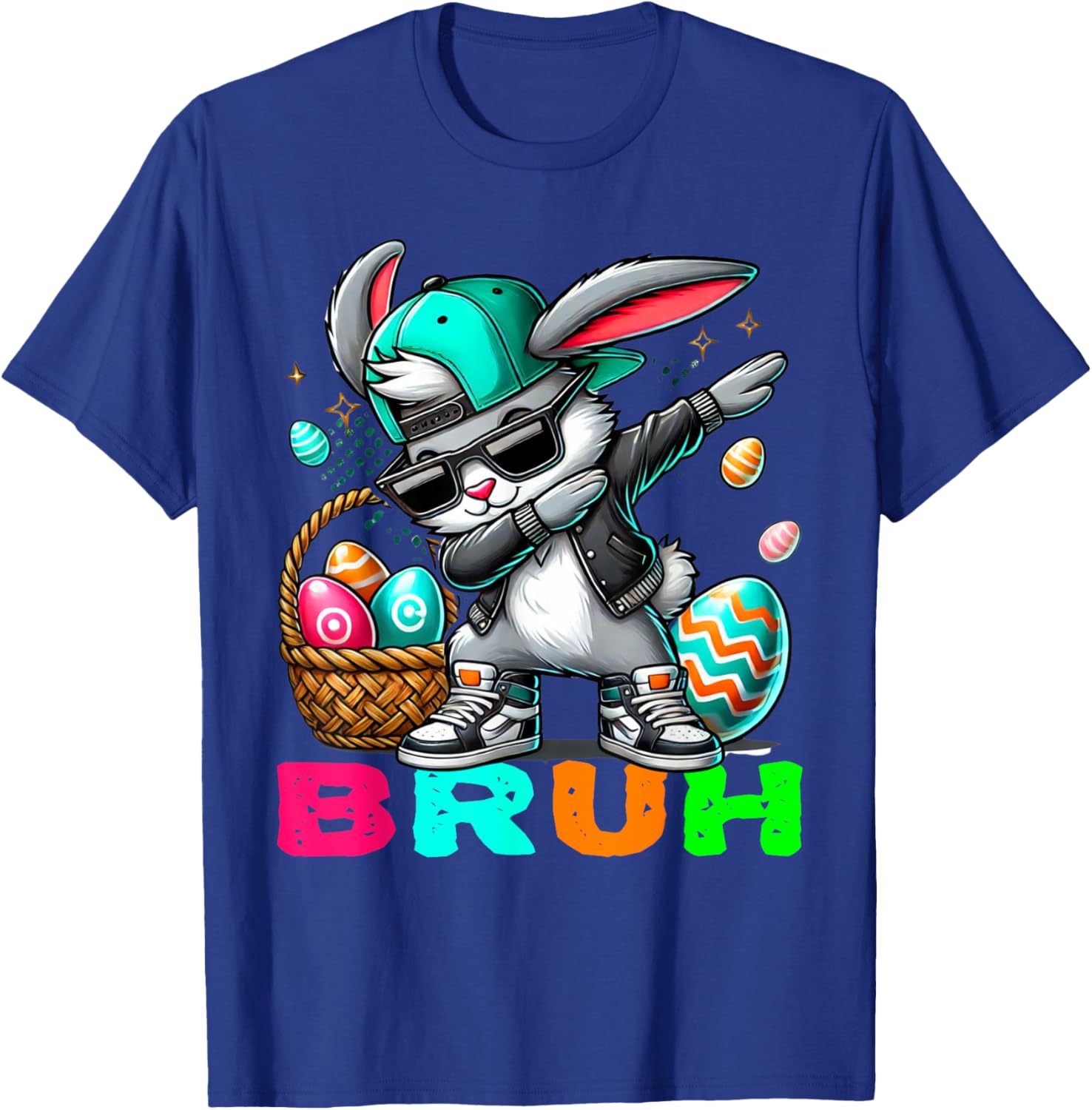 Dabbing Bunny Easter Bruh Meme Easter Day Eggs Boys Kids Men T-Shirt