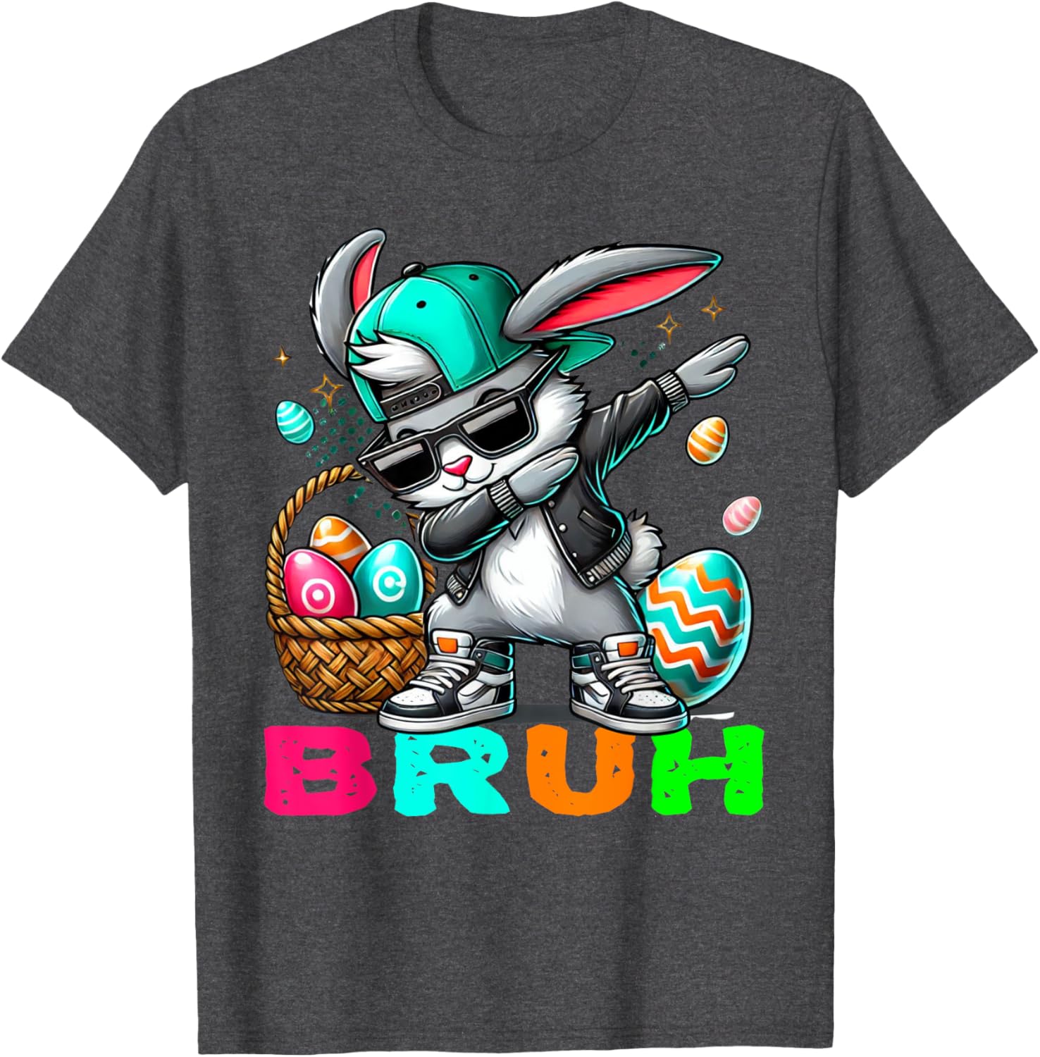 Dabbing Bunny Easter Bruh Meme Easter Day Eggs Boys Kids Men T-Shirt