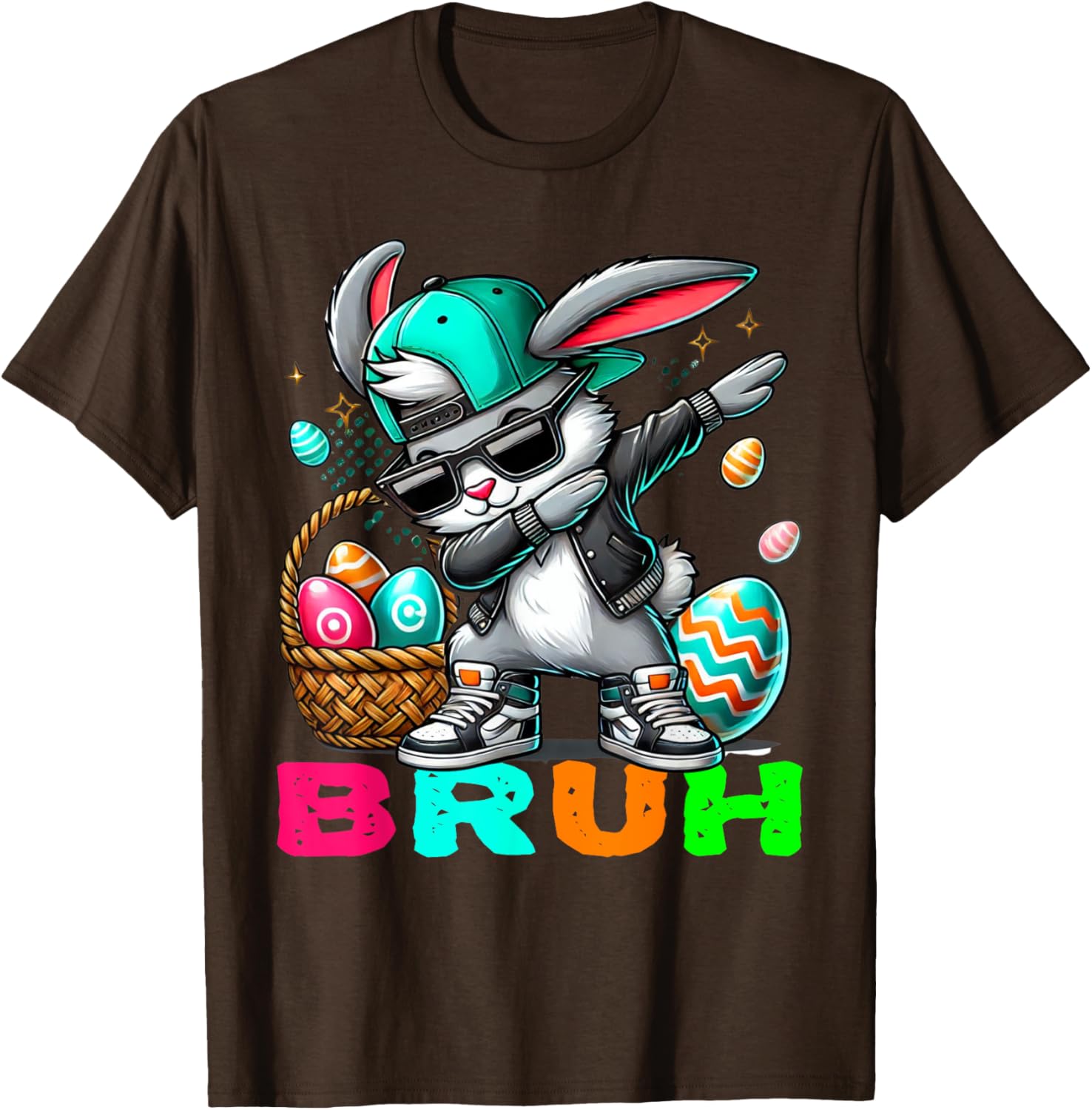 Dabbing Bunny Easter Bruh Meme Easter Day Eggs Boys Kids Men T-Shirt