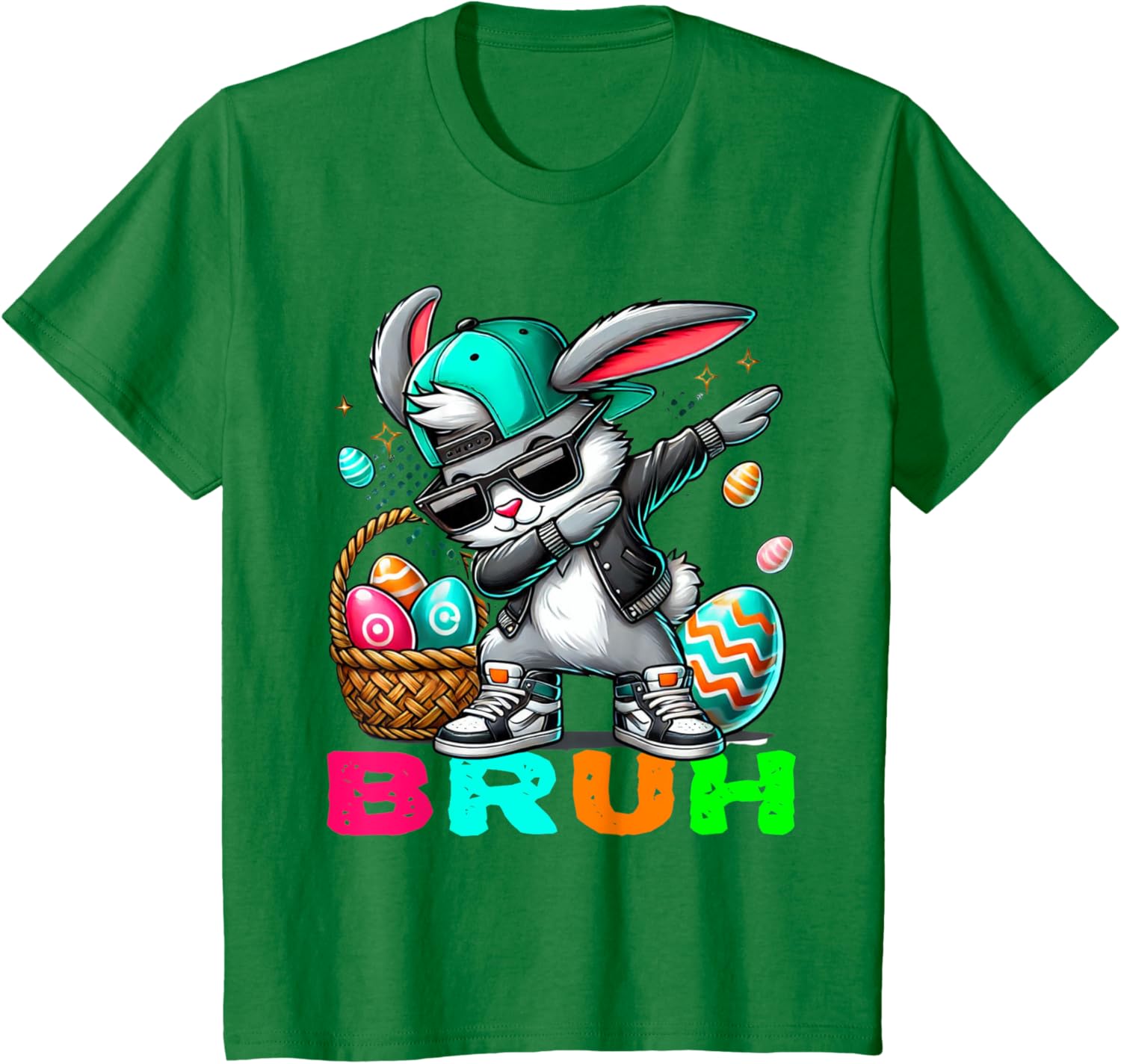 Dabbing Bunny Easter Bruh Meme Easter Day Eggs Boys Kids Men T-Shirt