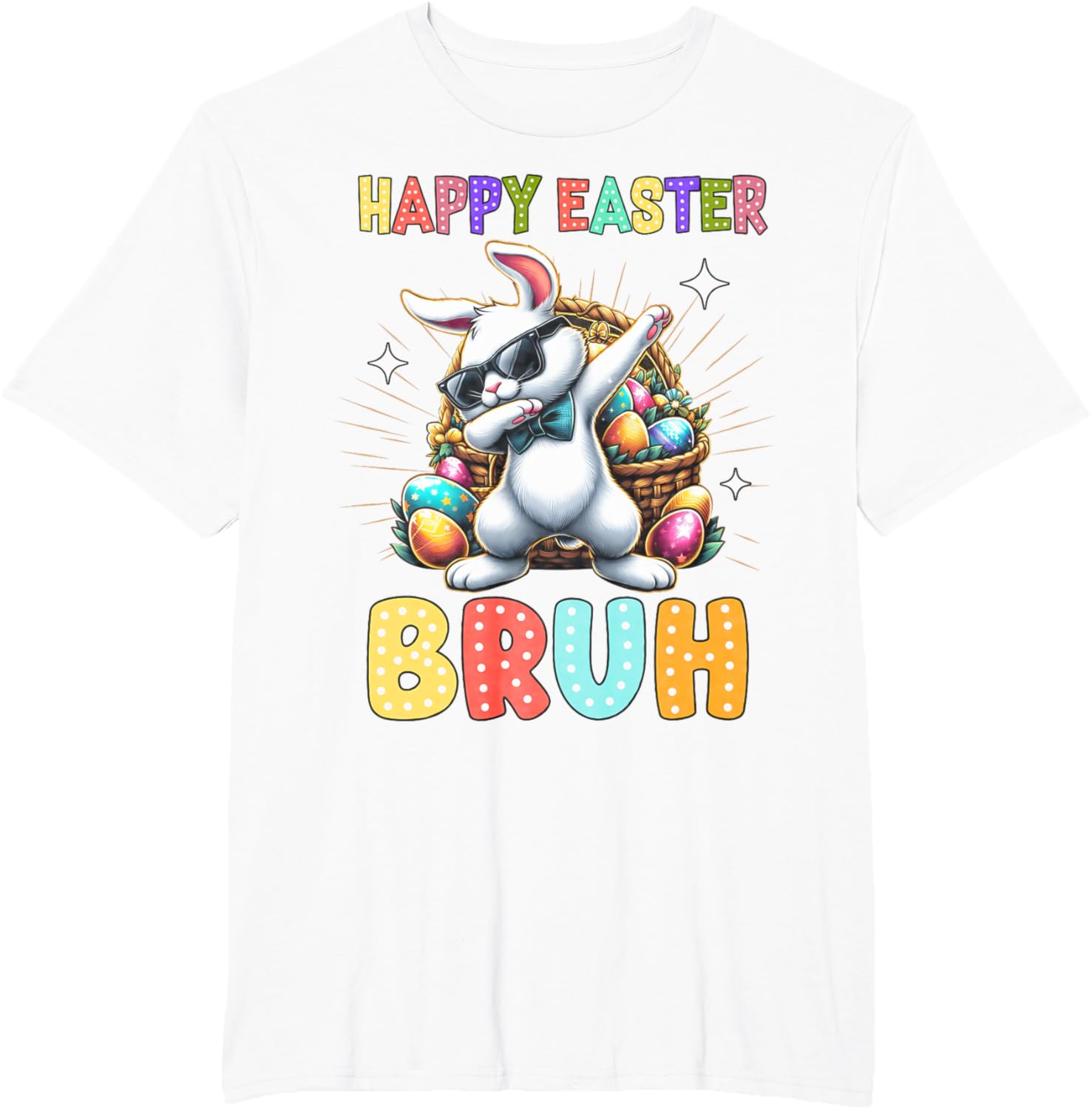 Dabbing Bunny Easter Bruh Meme Funny Saying Teens Boys Men T-Shirt