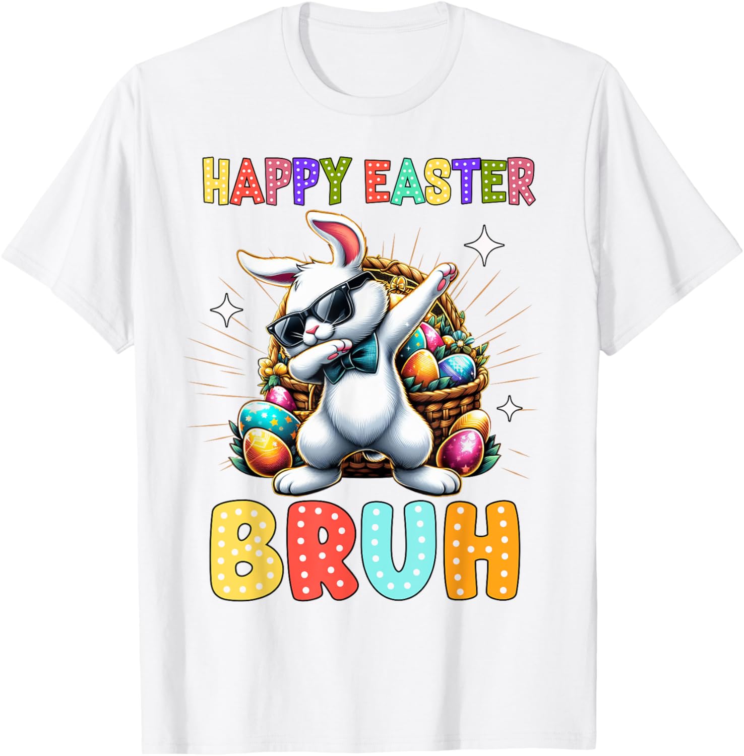 Dabbing Bunny Easter Bruh Meme Funny Saying Teens Boys Men T-Shirt