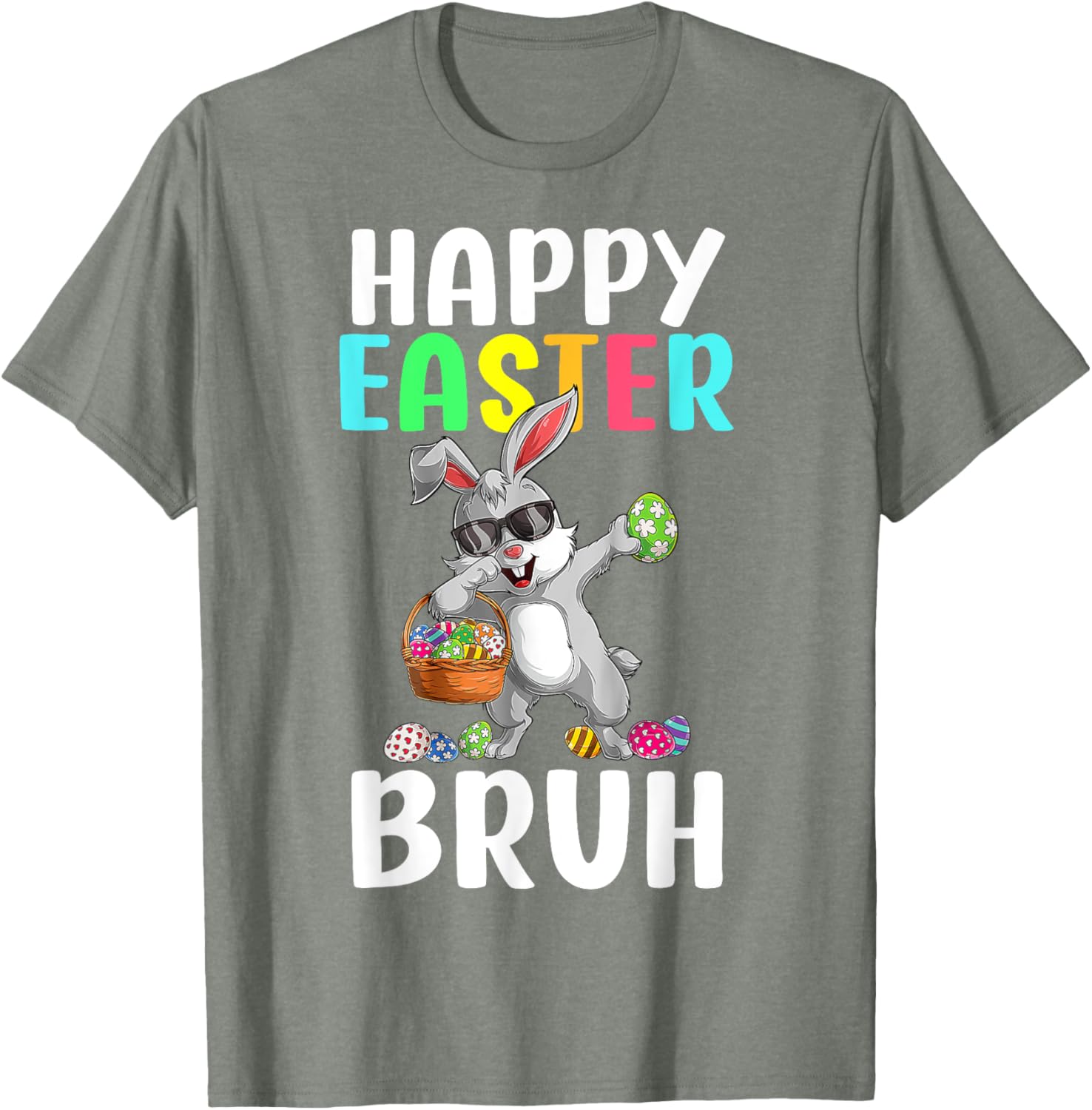 Dabbing Bunny Easter Bruh Meme Funny Saying Teens Boys Men T-Shirt