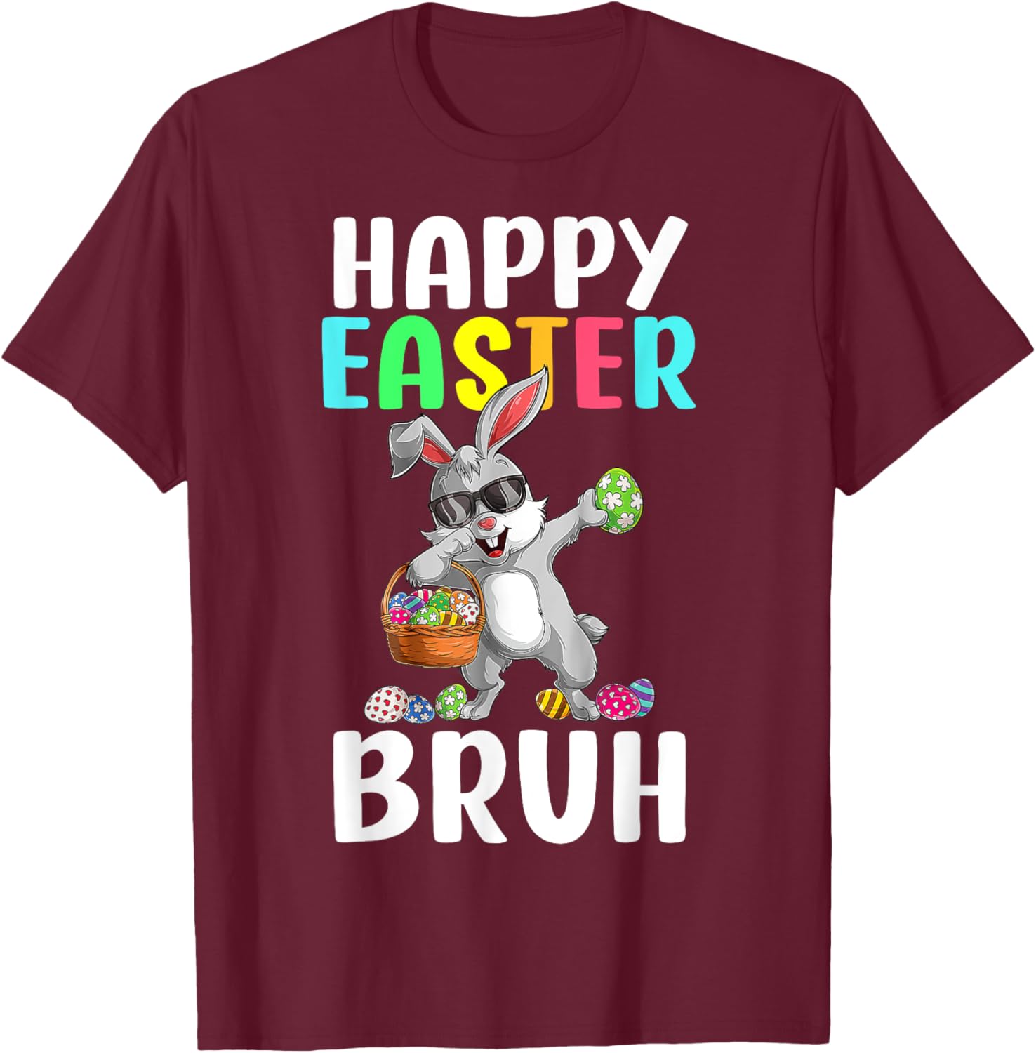 Dabbing Bunny Easter Bruh Meme Funny Saying Teens Boys Men T-Shirt