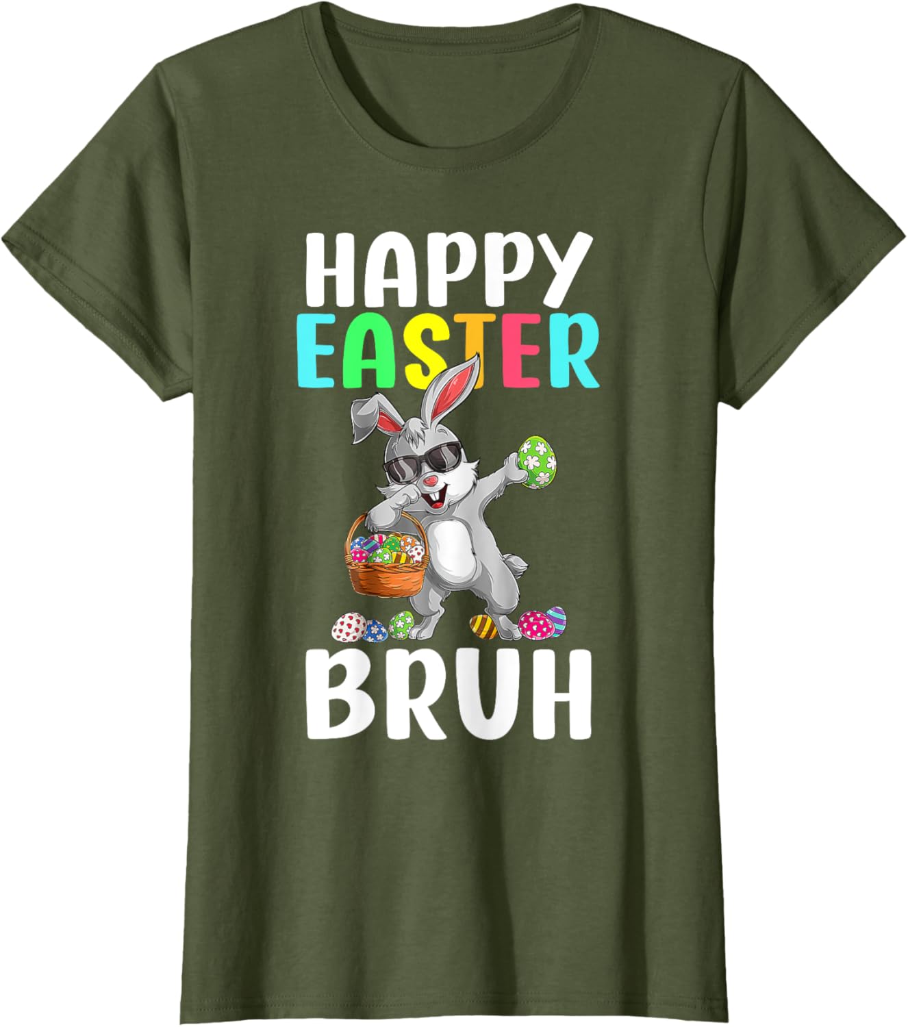 Dabbing Bunny Easter Bruh Meme Funny Saying Teens Boys Men T-Shirt