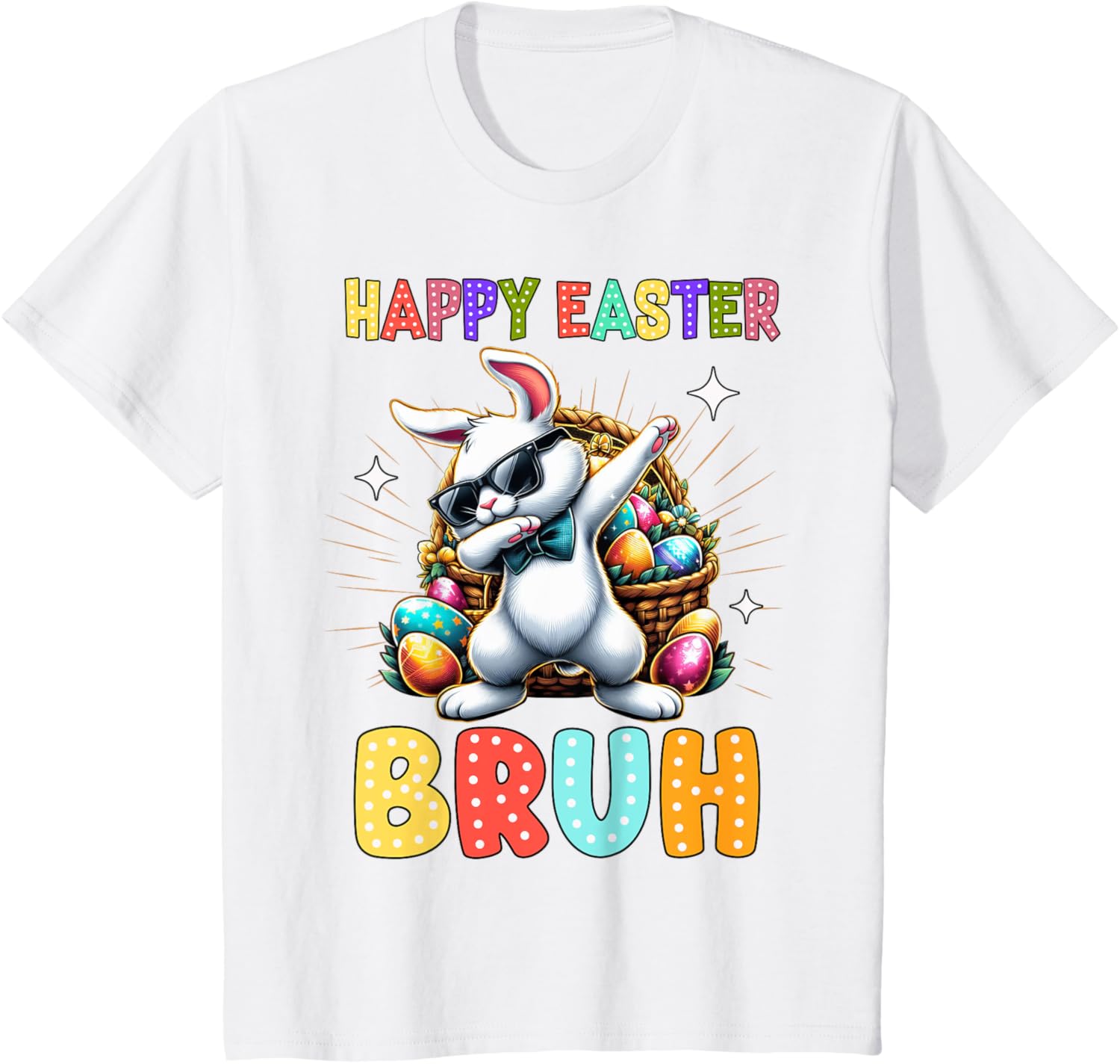 Dabbing Bunny Easter Bruh Meme Funny Saying Teens Boys Men T-Shirt