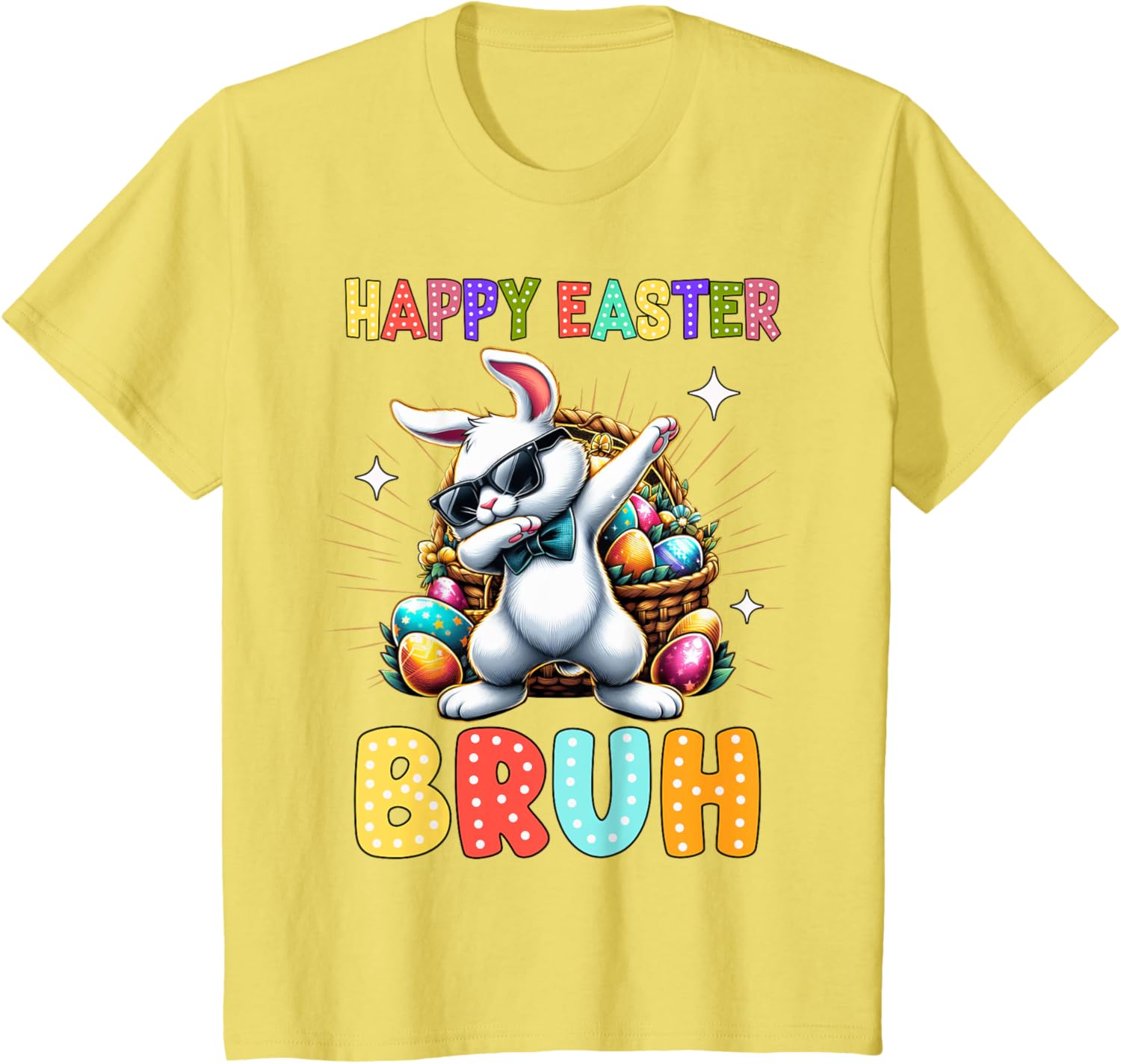 Dabbing Bunny Easter Bruh Meme Funny Saying Teens Boys Men T-Shirt