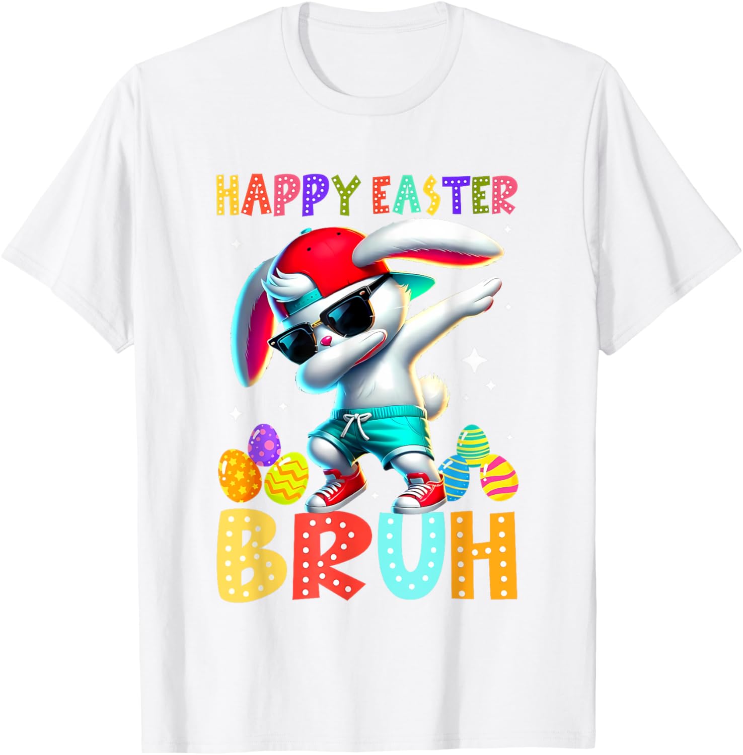 Dabbing Bunny Easter Bruh Meme Funny Saying Teens Boys Men T-Shirt