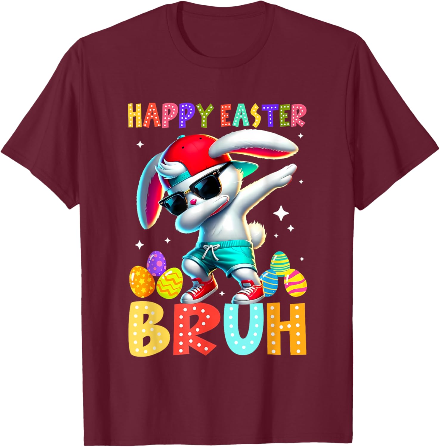 Dabbing Bunny Easter Bruh Meme Funny Saying Teens Boys Men T-Shirt