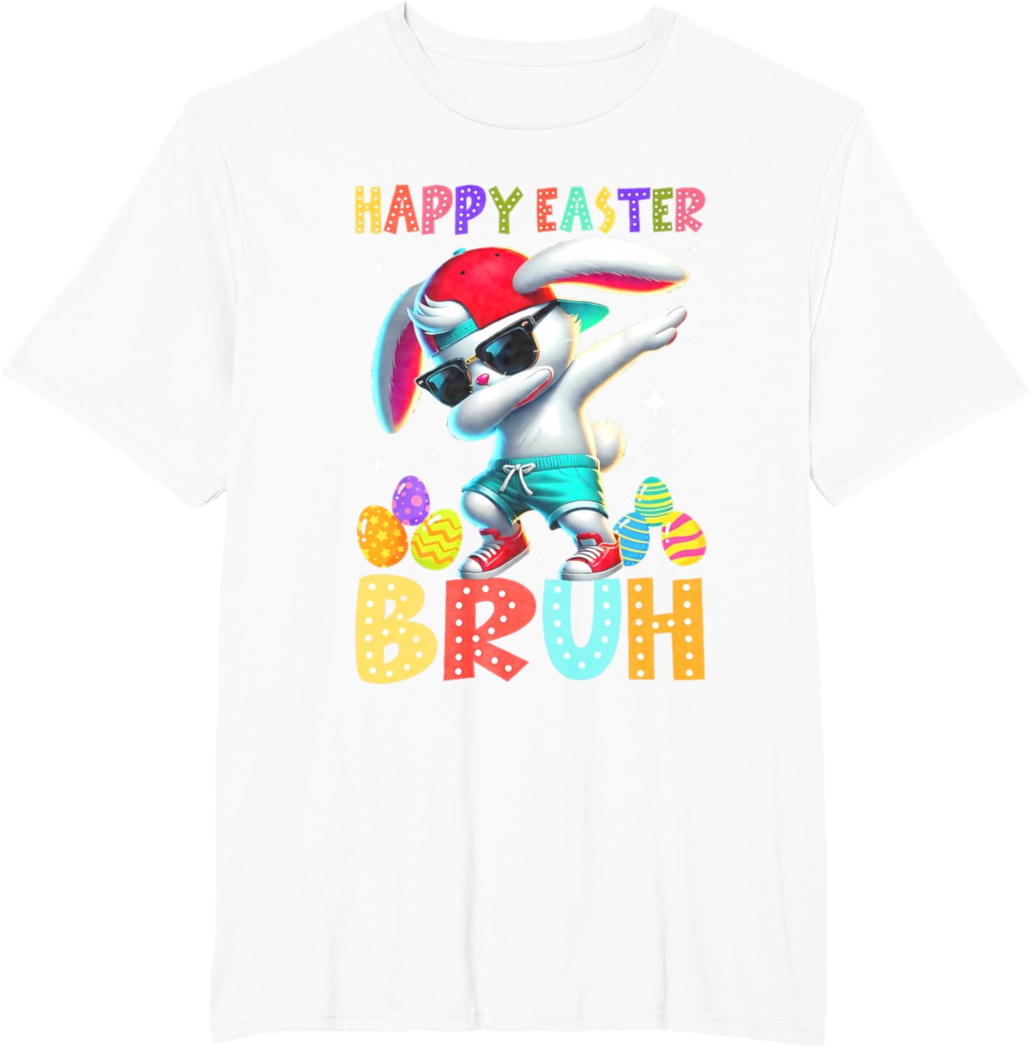 Dabbing Bunny Easter Bruh Meme Funny Saying Teens Boys Men T-Shirt