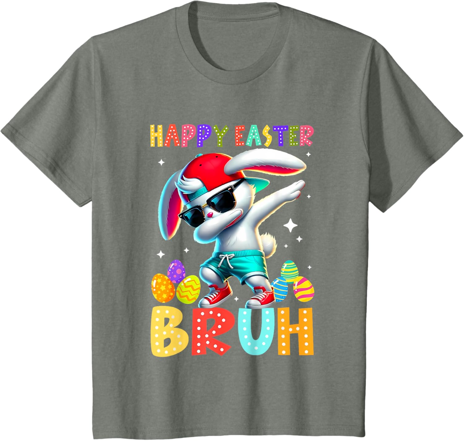 Dabbing Bunny Easter Bruh Meme Funny Saying Teens Boys Men T-Shirt