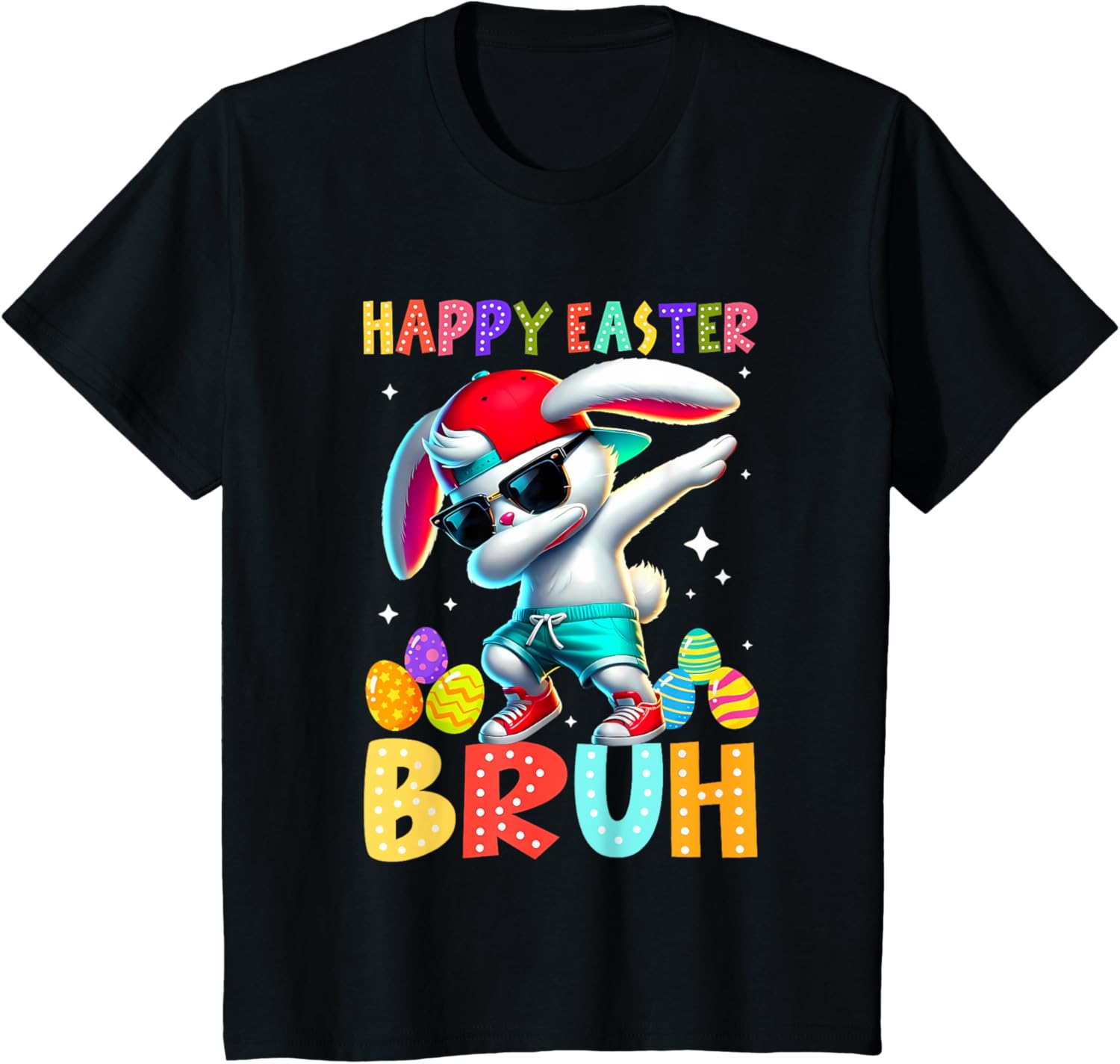 Dabbing Bunny Easter Bruh Meme Funny Saying Teens Boys Men T-Shirt