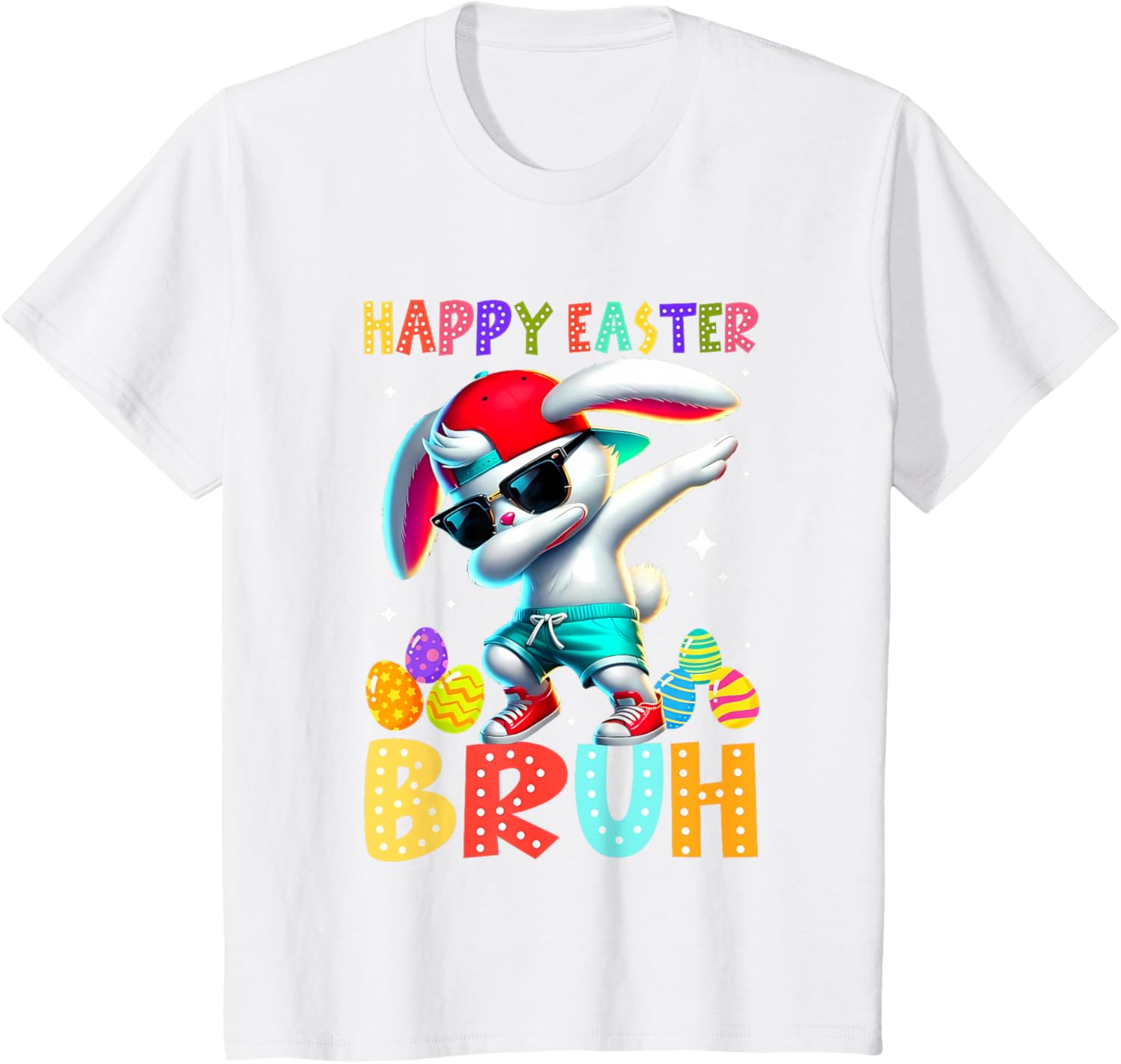 Dabbing Bunny Easter Bruh Meme Funny Saying Teens Boys Men T-Shirt