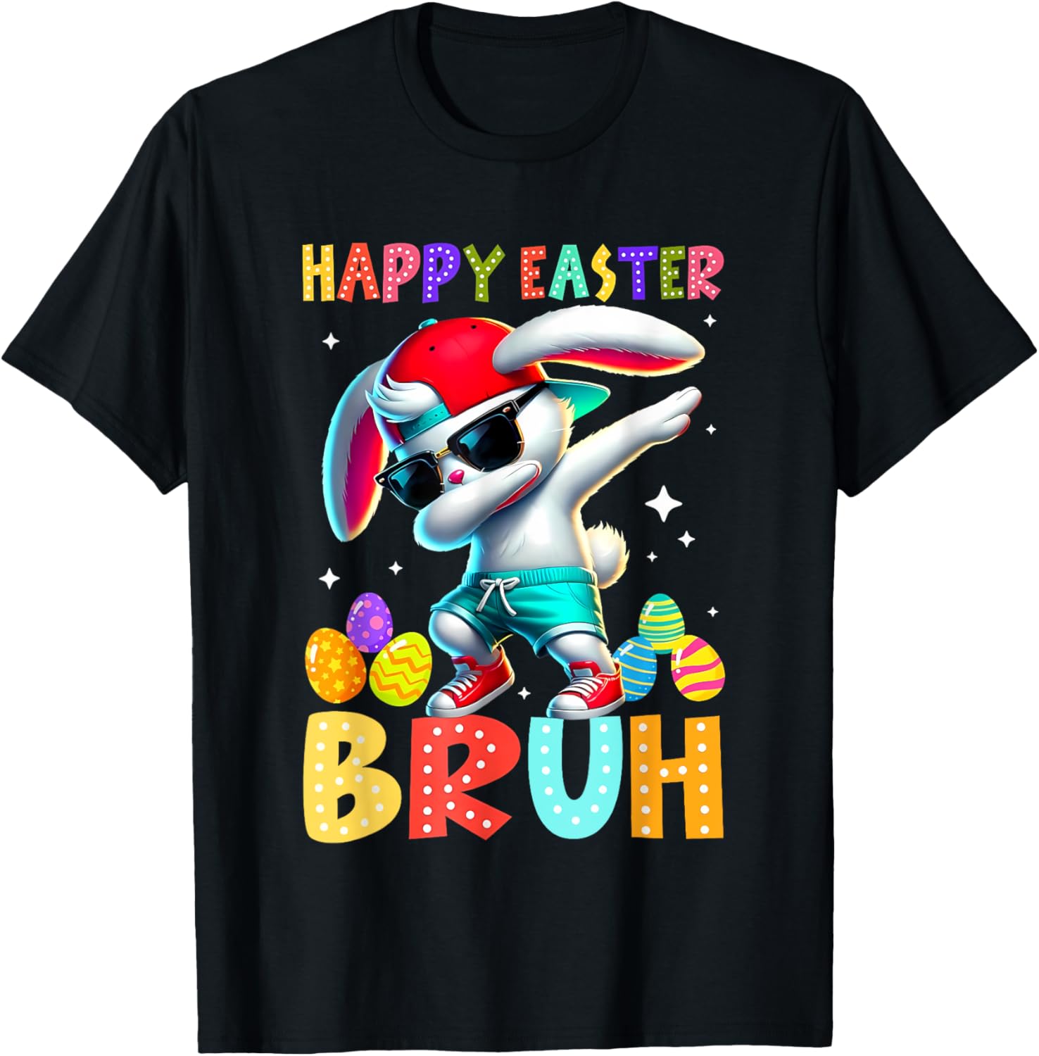 Dabbing Bunny Easter Bruh Meme Funny Saying Teens Boys Men T-Shirt