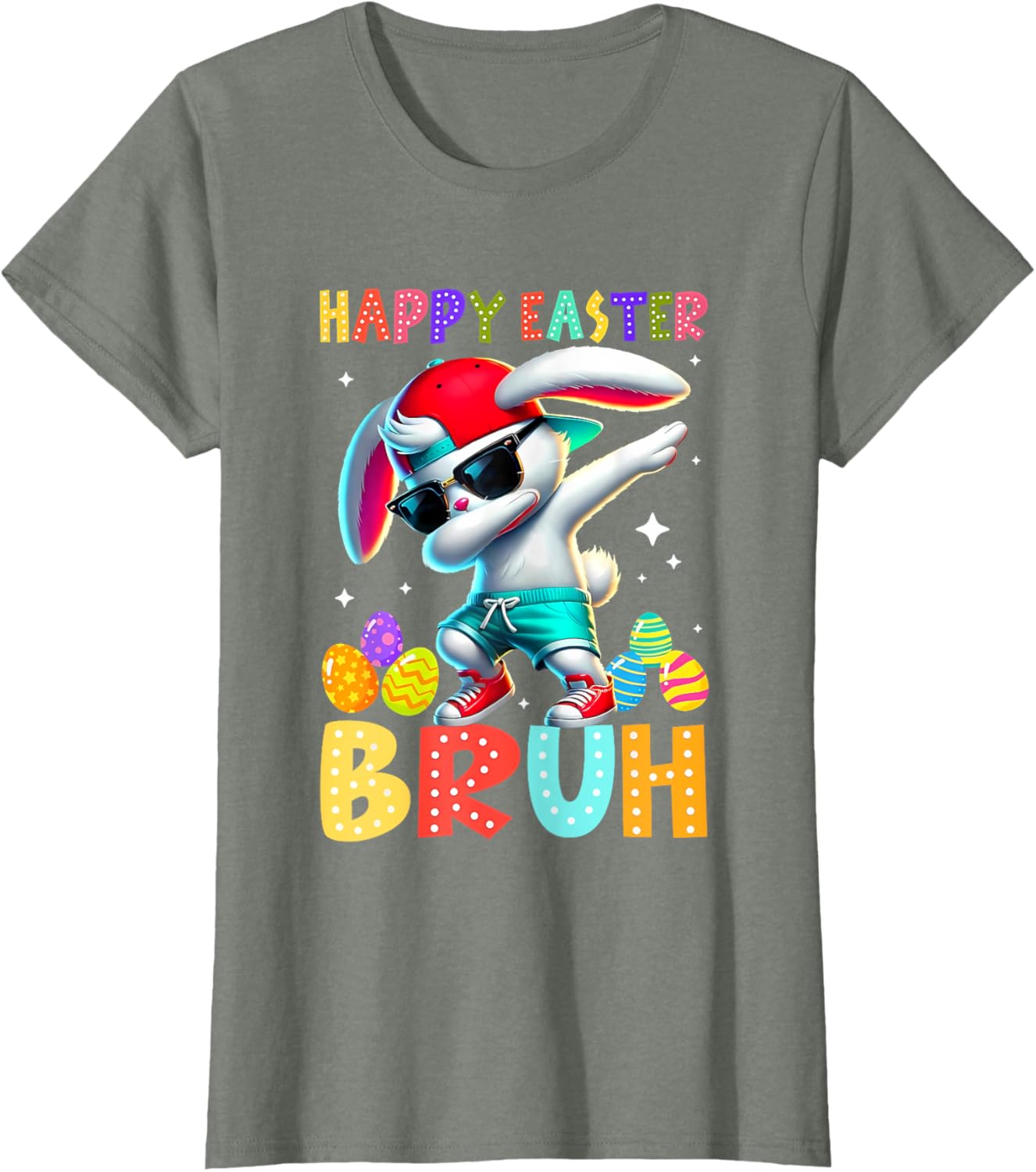 Dabbing Bunny Easter Bruh Meme Funny Saying Teens Boys Men T-Shirt