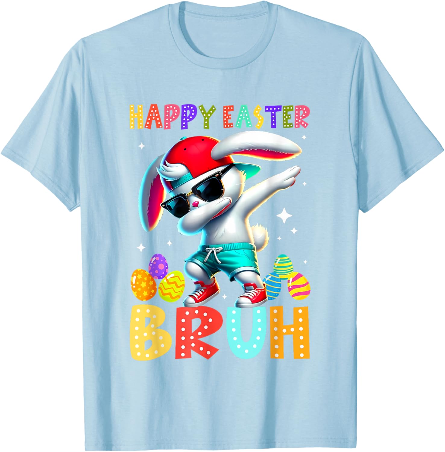 Dabbing Bunny Easter Bruh Meme Funny Saying Teens Boys Men T-Shirt