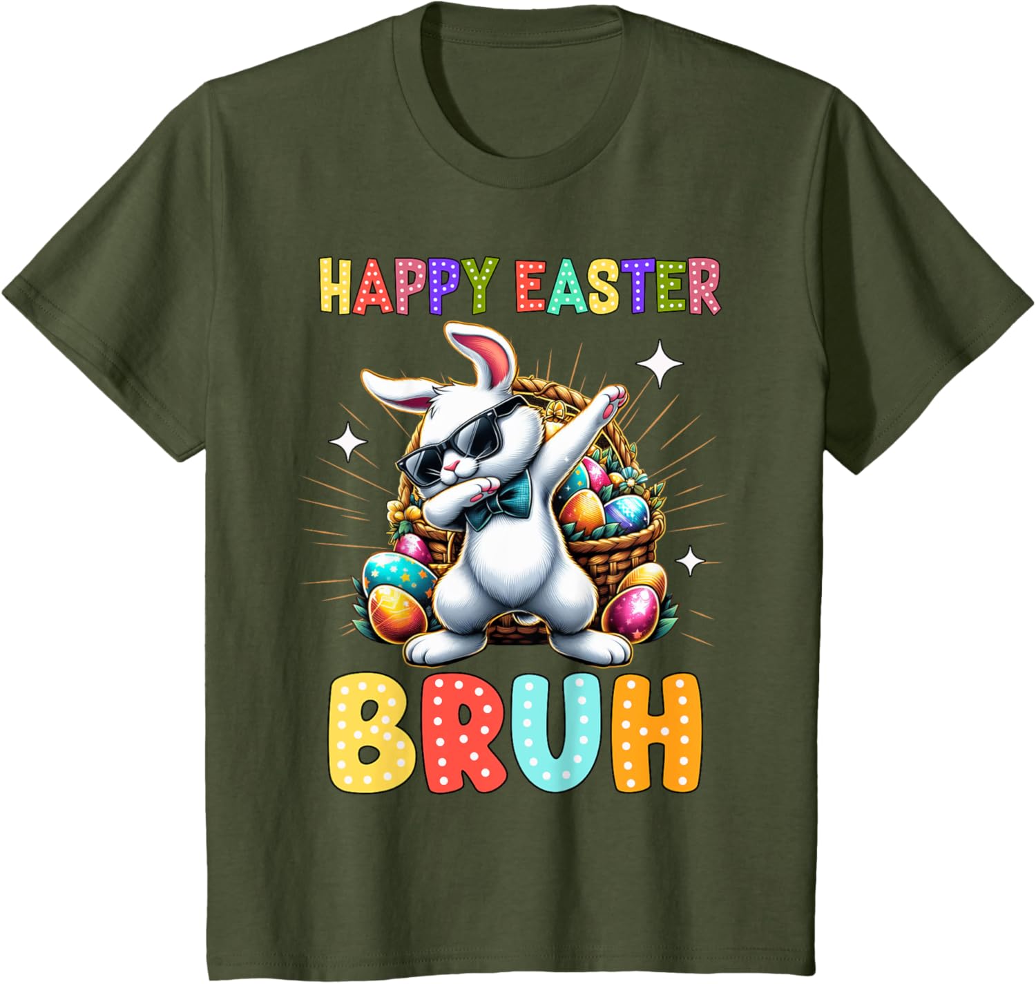 Dabbing Bunny Easter Bruh Meme Funny Saying Teens Boys Men T-Shirt