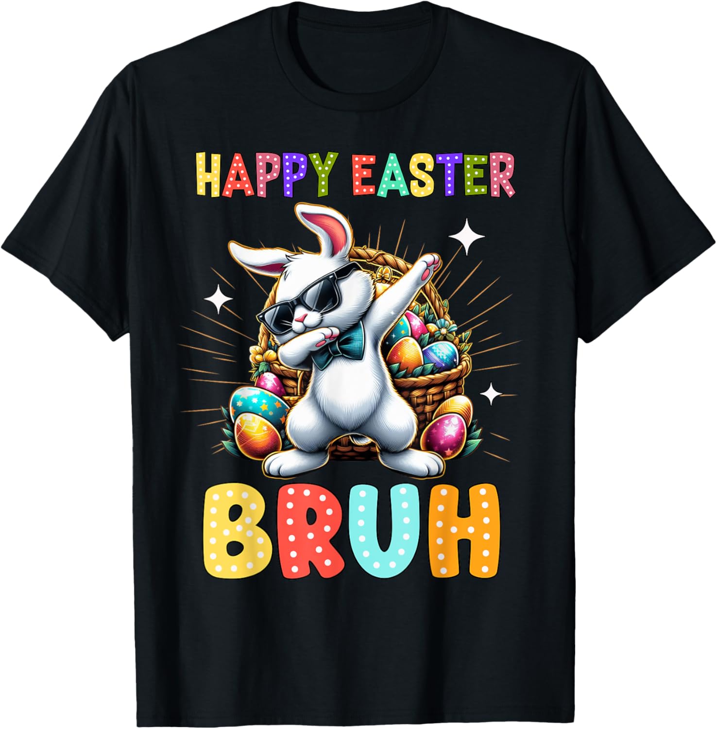 Dabbing Bunny Easter Bruh Meme Funny Saying Teens Boys Men T-Shirt