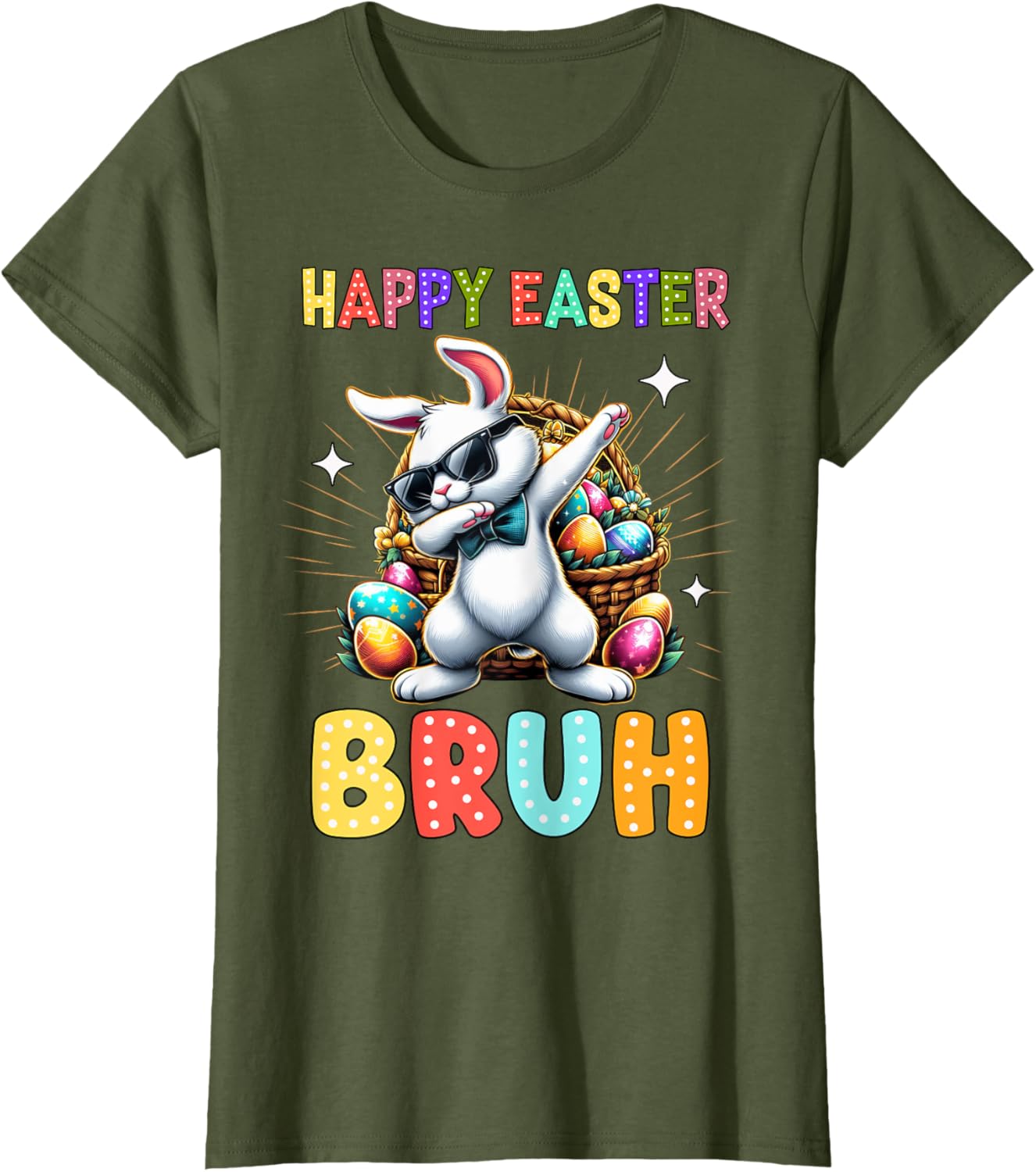 Dabbing Bunny Easter Bruh Meme Funny Saying Teens Boys Men T-Shirt