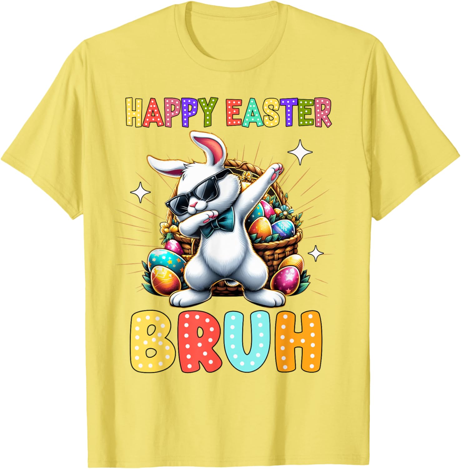 Dabbing Bunny Easter Bruh Meme Funny Saying Teens Boys Men T-Shirt