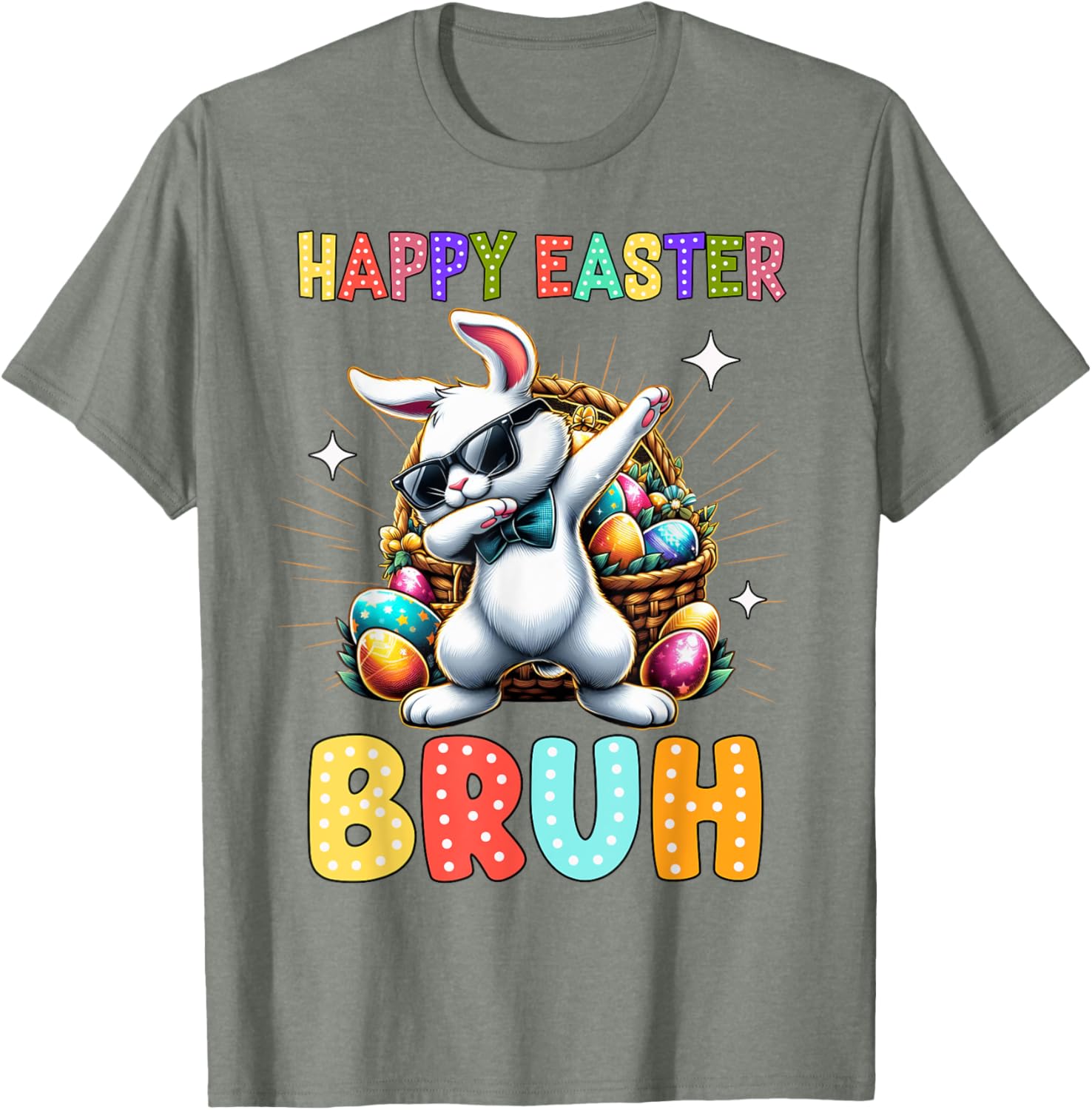 Dabbing Bunny Easter Bruh Meme Funny Saying Teens Boys Men T-Shirt