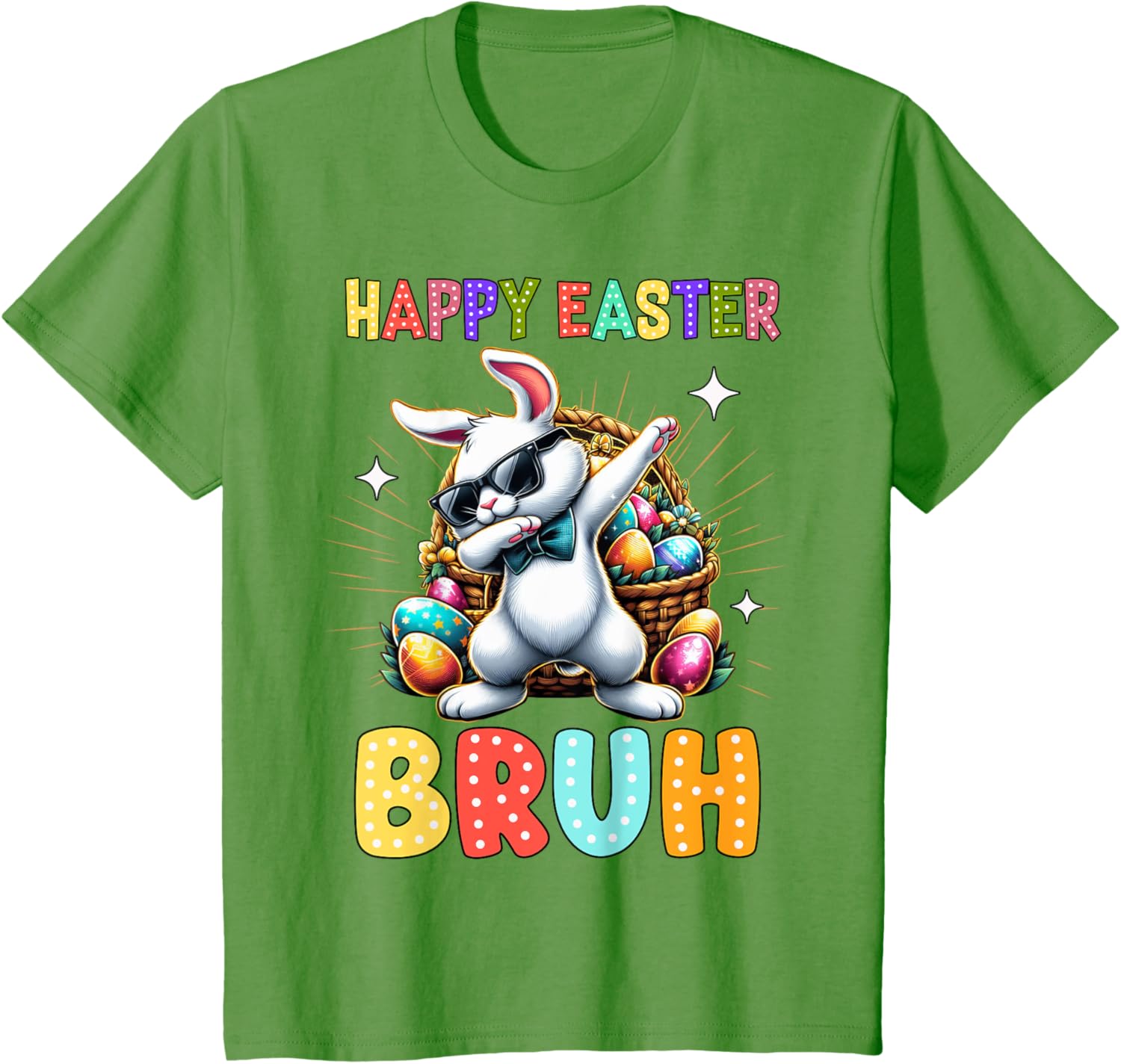 Dabbing Bunny Easter Bruh Meme Funny Saying Teens Boys Men T-Shirt