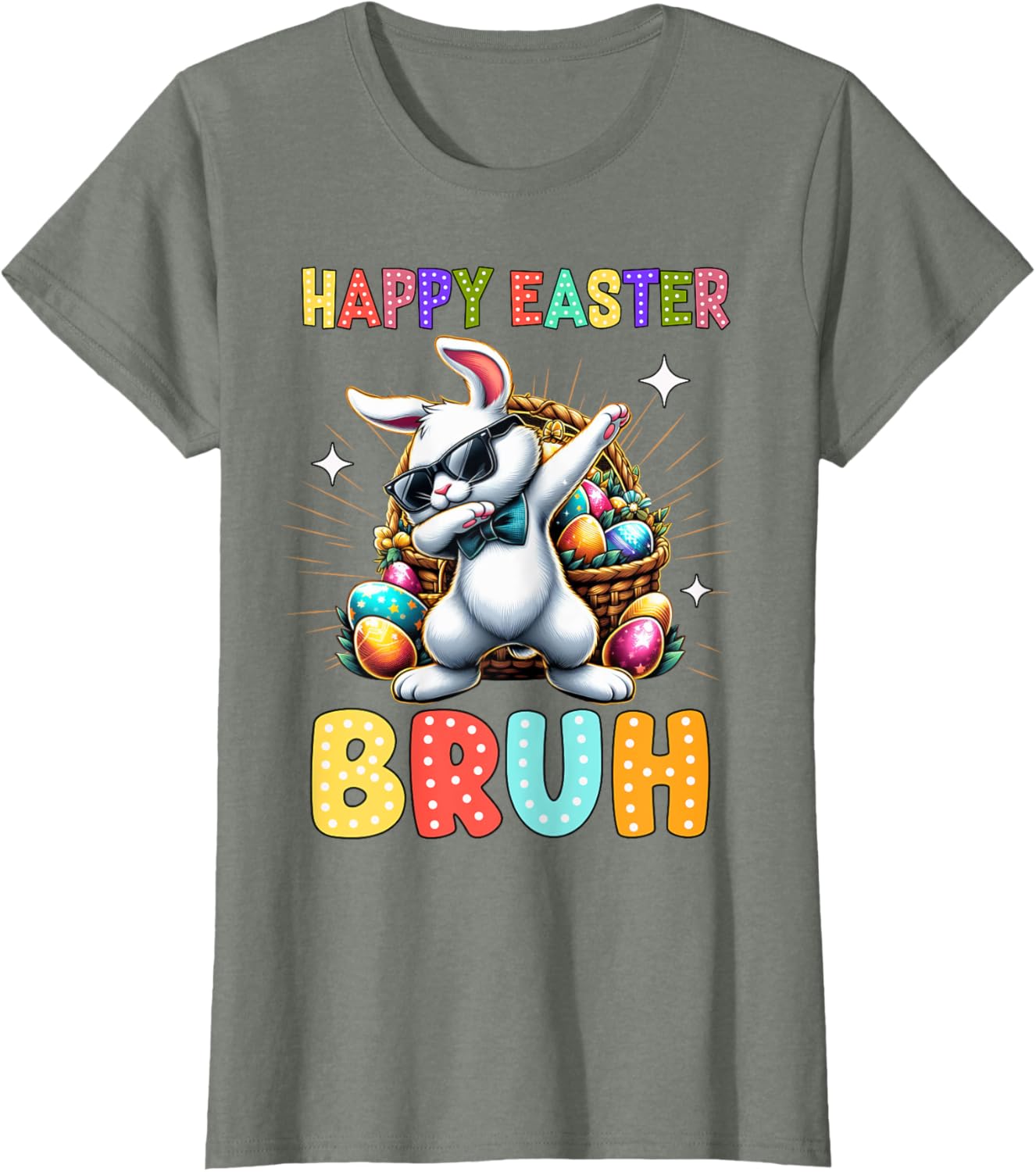 Dabbing Bunny Easter Bruh Meme Funny Saying Teens Boys Men T-Shirt