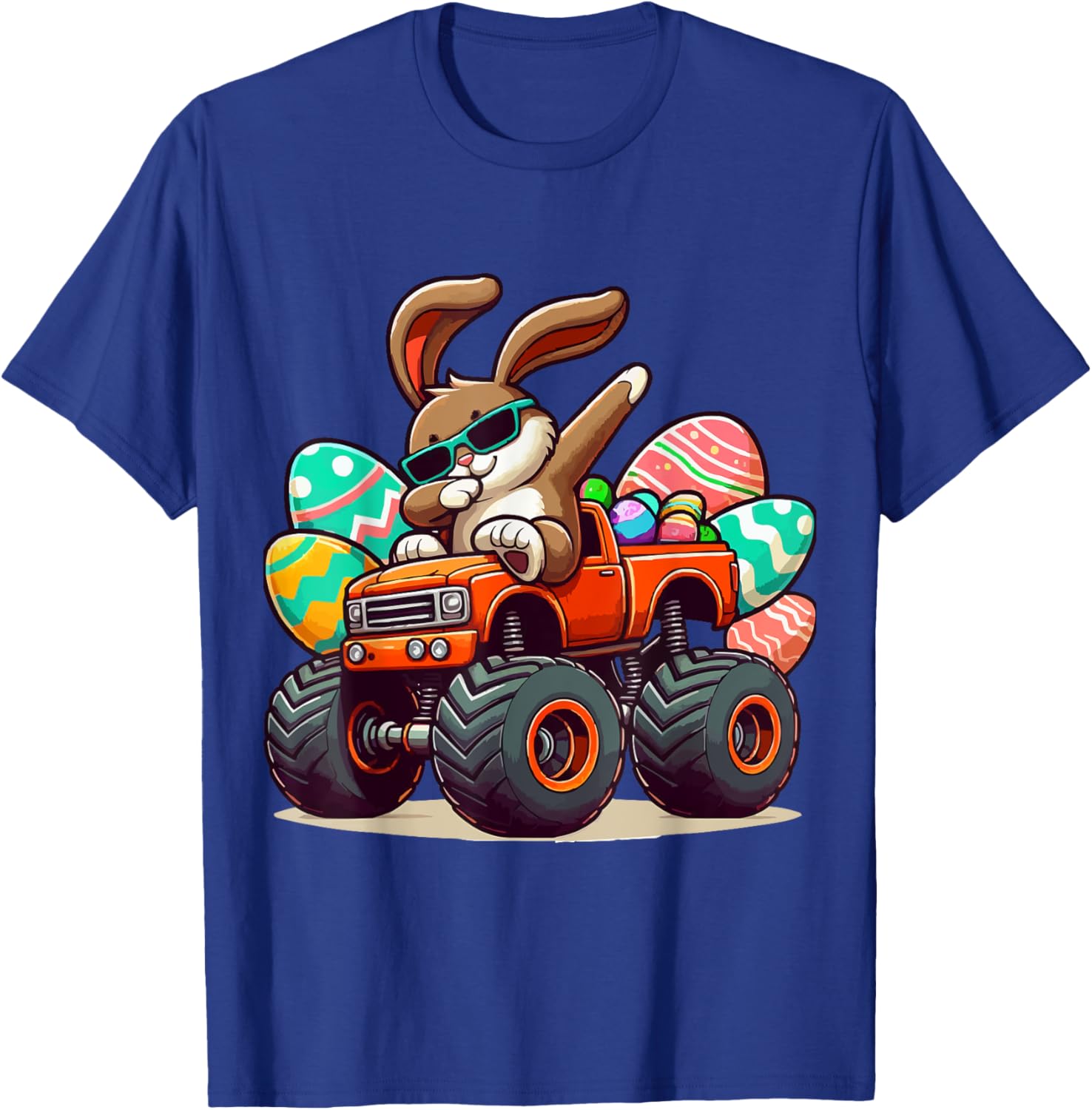 Dabbing Bunny Happy Easter Boys Kids Monster Truck Easter T-Shirt