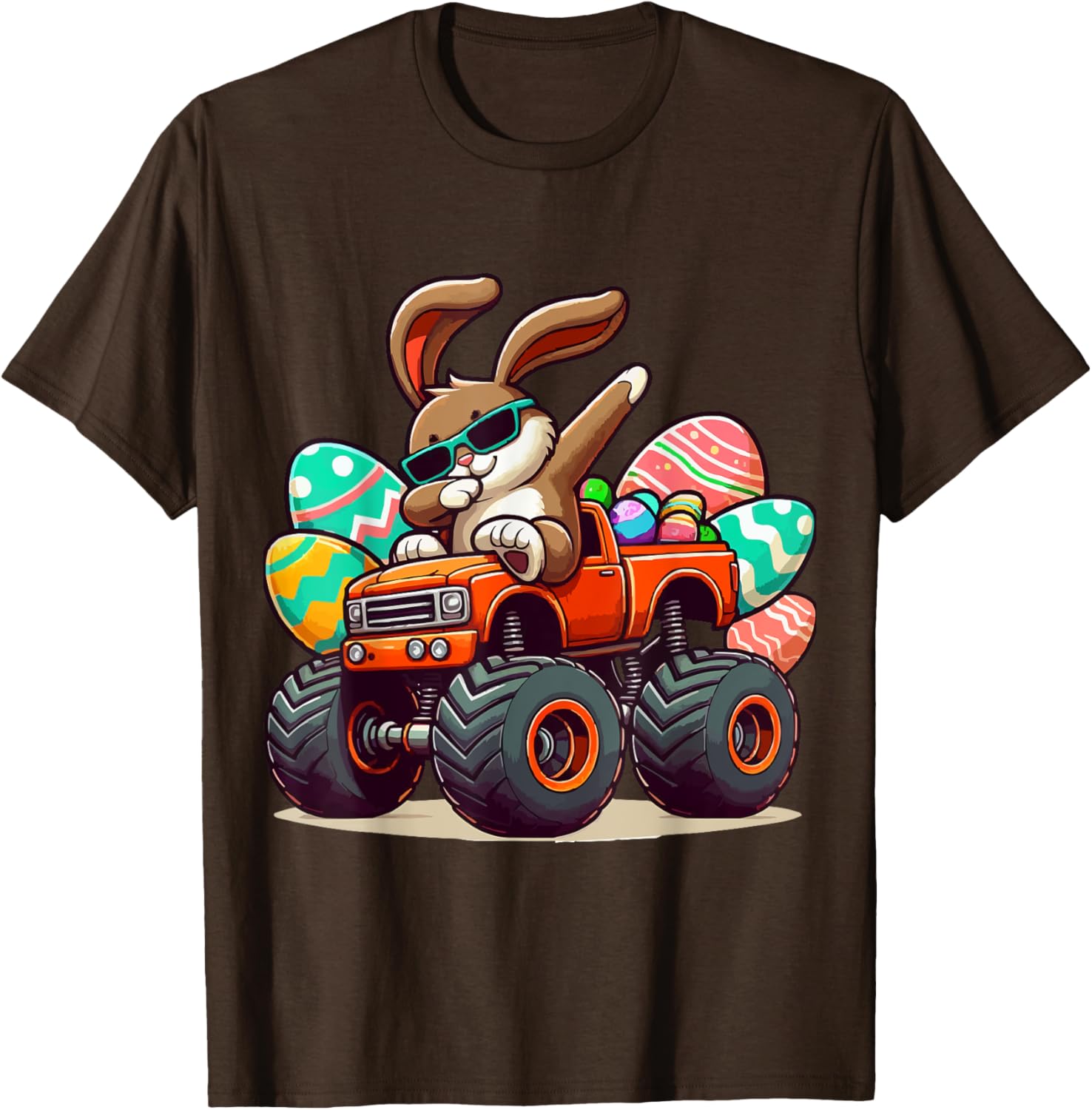 Dabbing Bunny Happy Easter Boys Kids Monster Truck Easter T-Shirt