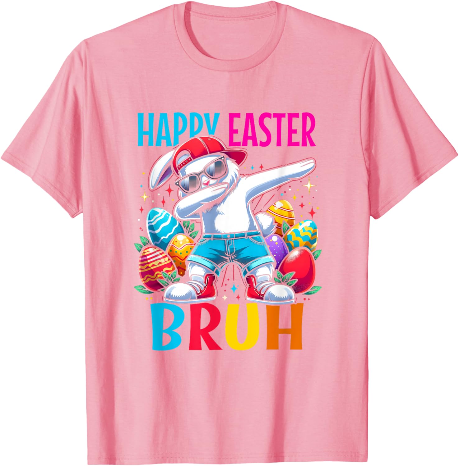 Dabbing Bunny Happy Easter Bruh Funny Dab Boy Christian Eggs T-Shirt