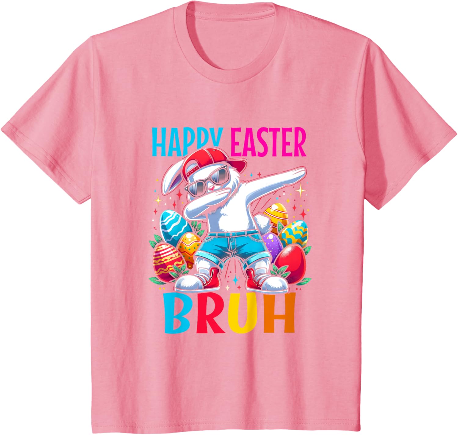 Dabbing Bunny Happy Easter Bruh Funny Dab Boy Christian Eggs T-Shirt