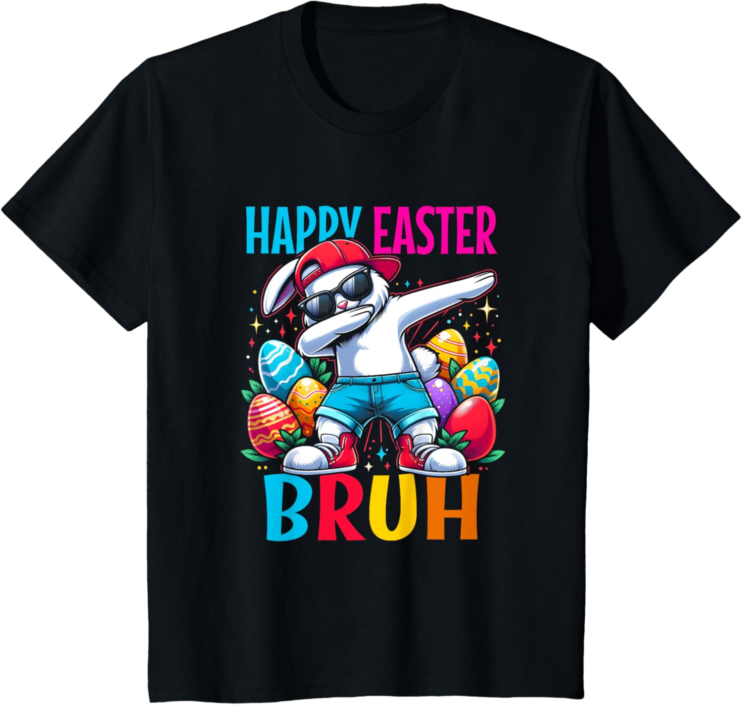 Dabbing Bunny Happy Easter Bruh Funny Dab Boy Christian Eggs T-Shirt