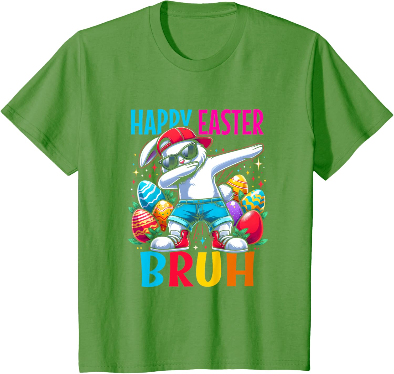 Dabbing Bunny Happy Easter Bruh Funny Dab Boy Christian Eggs T-Shirt