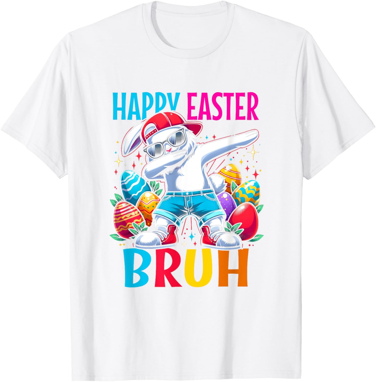 Dabbing Bunny Happy Easter Bruh Funny Dab Boy Christian Eggs T-Shirt