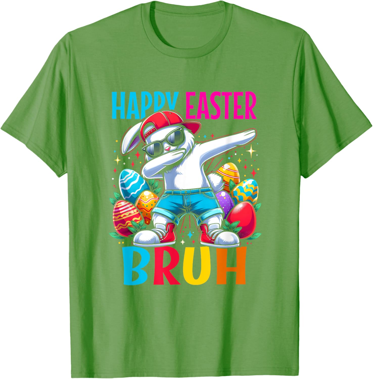 Dabbing Bunny Happy Easter Bruh Funny Dab Boy Christian Eggs T-Shirt