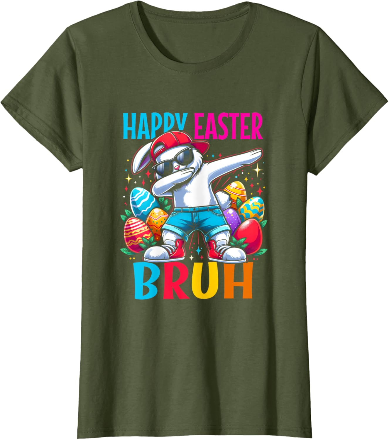 Dabbing Bunny Happy Easter Bruh Funny Dab Boy Christian Eggs T-Shirt