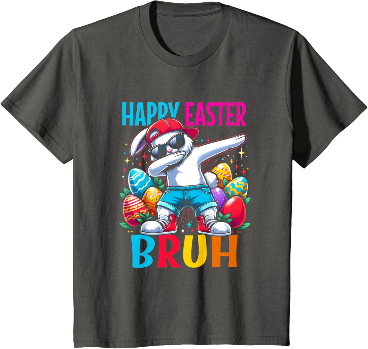 Dabbing Bunny Happy Easter Bruh Funny Dab Boy Christian Eggs T-Shirt