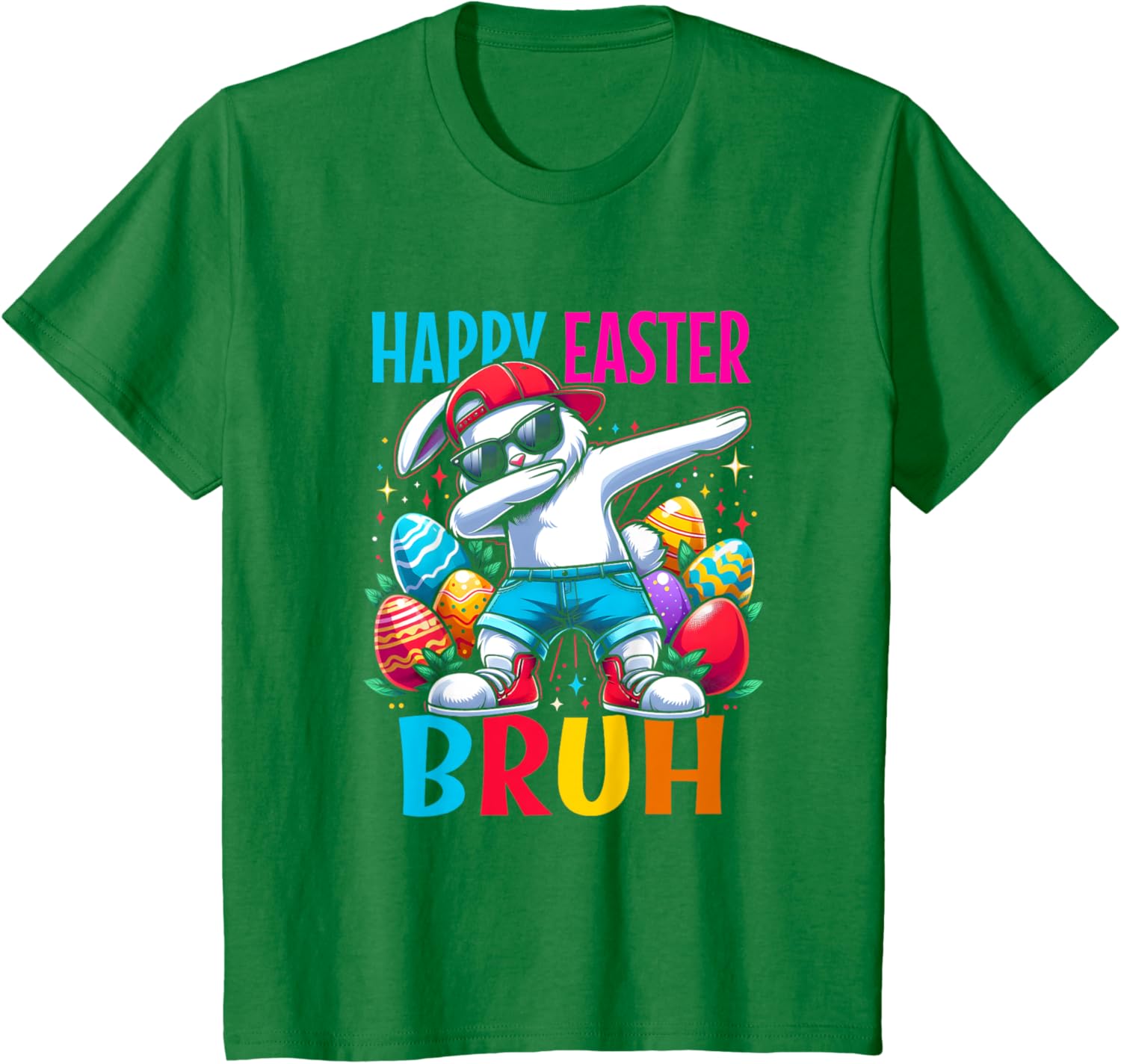 Dabbing Bunny Happy Easter Bruh Funny Dab Boy Christian Eggs T-Shirt