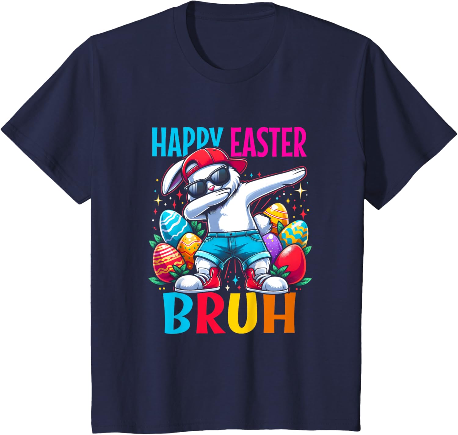 Dabbing Bunny Happy Easter Bruh Funny Dab Boy Christian Eggs T-Shirt