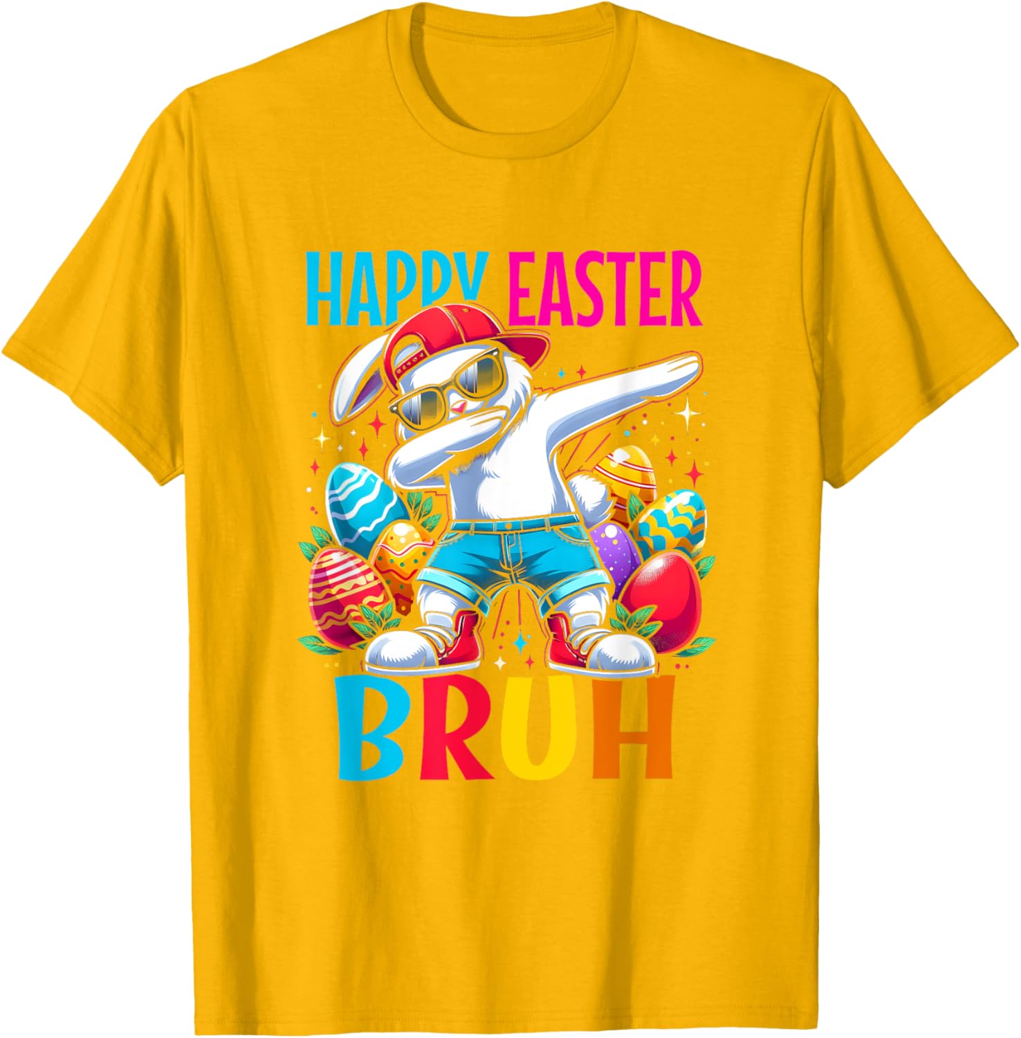 Dabbing Bunny Happy Easter Bruh Funny Dab Boy Christian Eggs T-Shirt