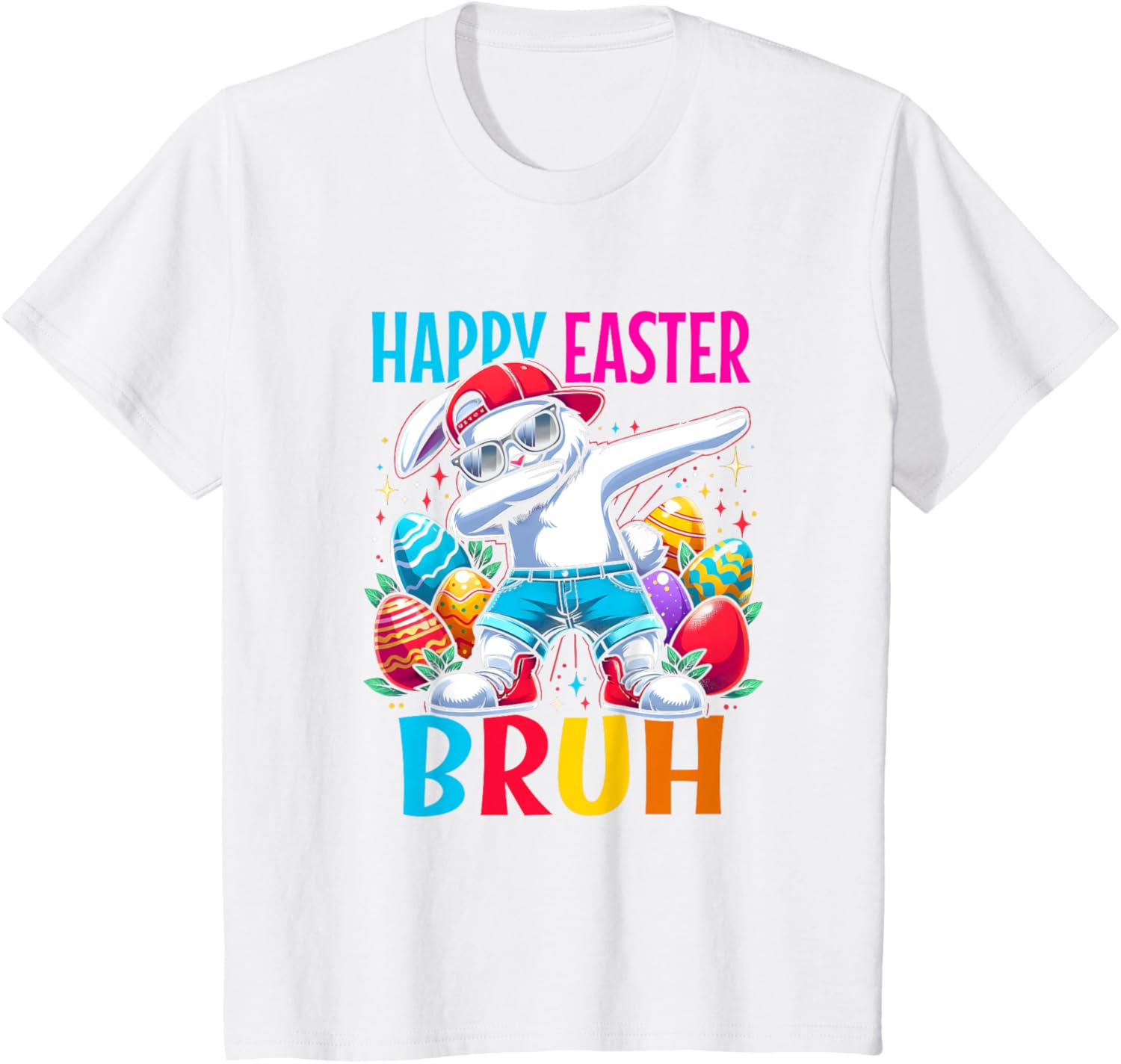 Dabbing Bunny Happy Easter Bruh Funny Dab Boy Christian Eggs T-Shirt