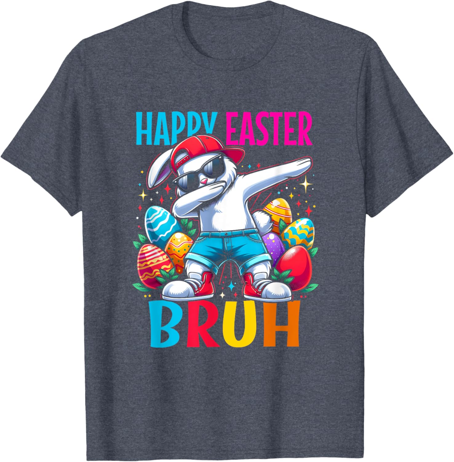 Dabbing Bunny Happy Easter Bruh Funny Dab Boy Christian Eggs T-Shirt