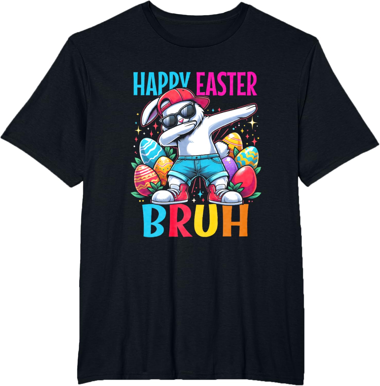 Dabbing Bunny Happy Easter Bruh Funny Dab Boy Christian Eggs T-Shirt