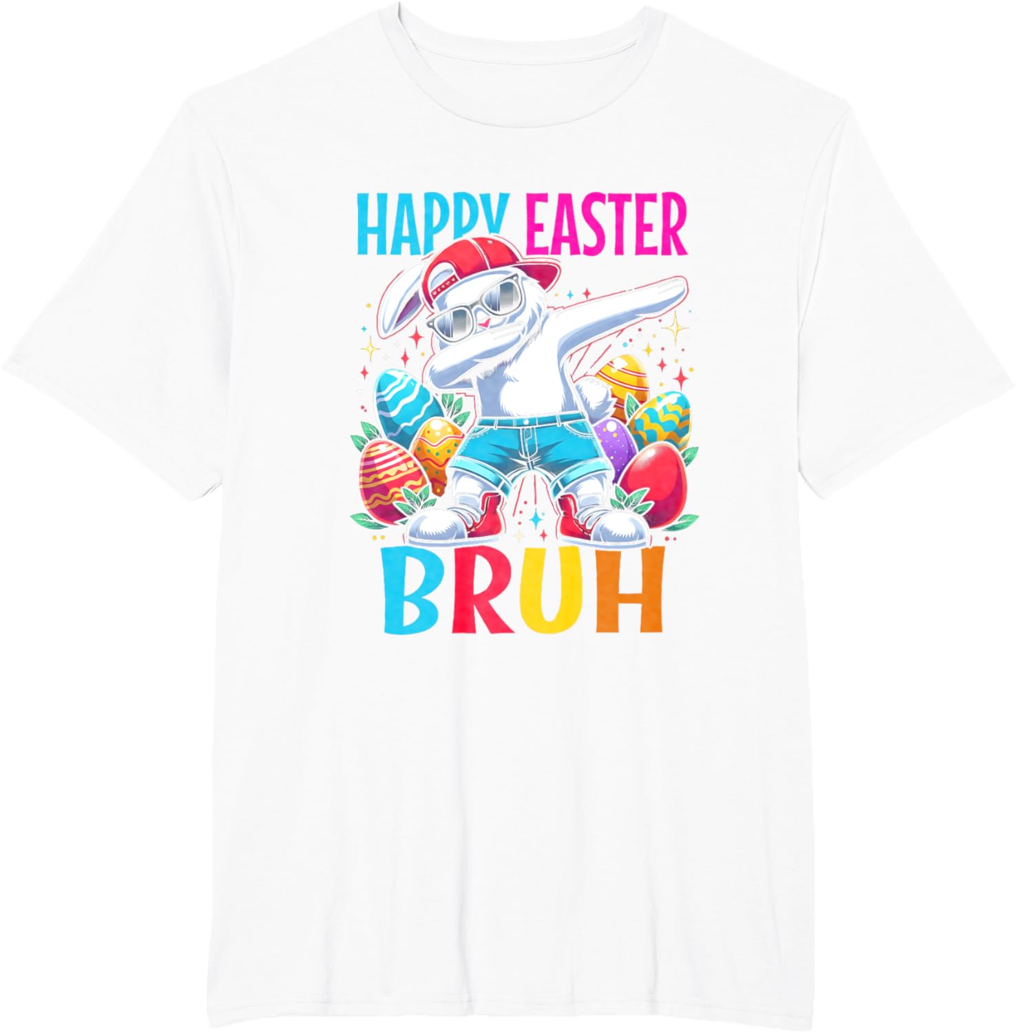 Dabbing Bunny Happy Easter Bruh Funny Dab Boy Christian Eggs T-Shirt