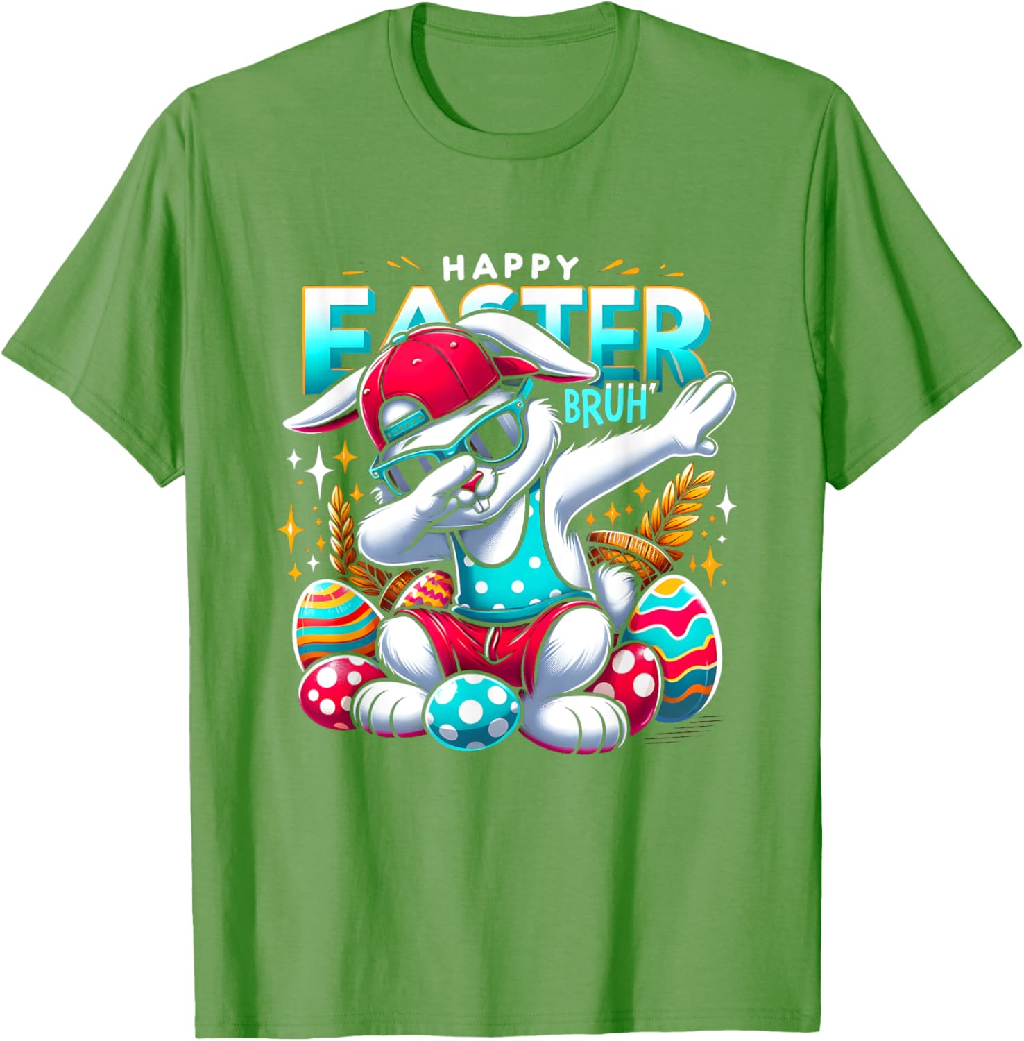 Dabbing Bunny Happy Easter Bruh Funny Dab Boy Christian Eggs T-Shirt