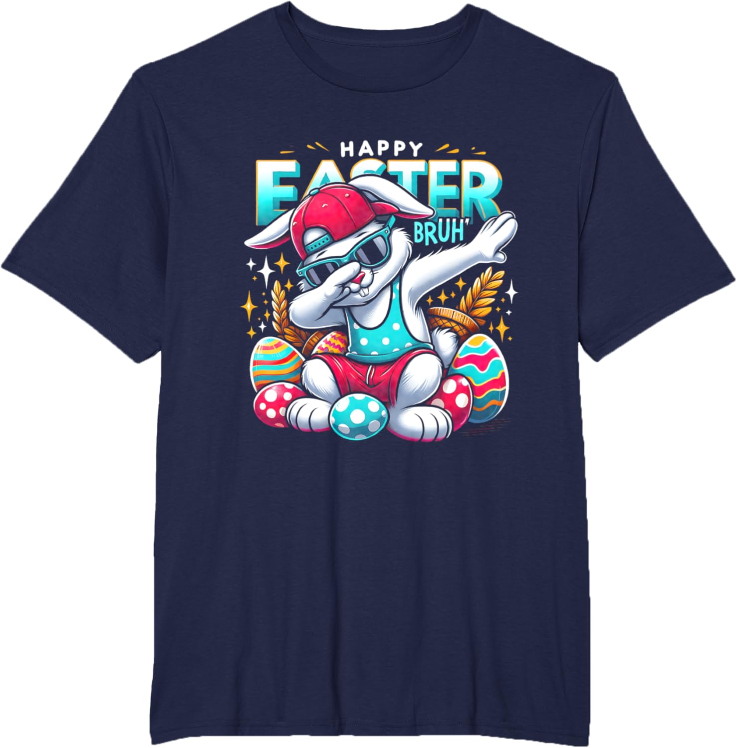 Dabbing Bunny Happy Easter Bruh Funny Dab Boy Christian Eggs T-Shirt