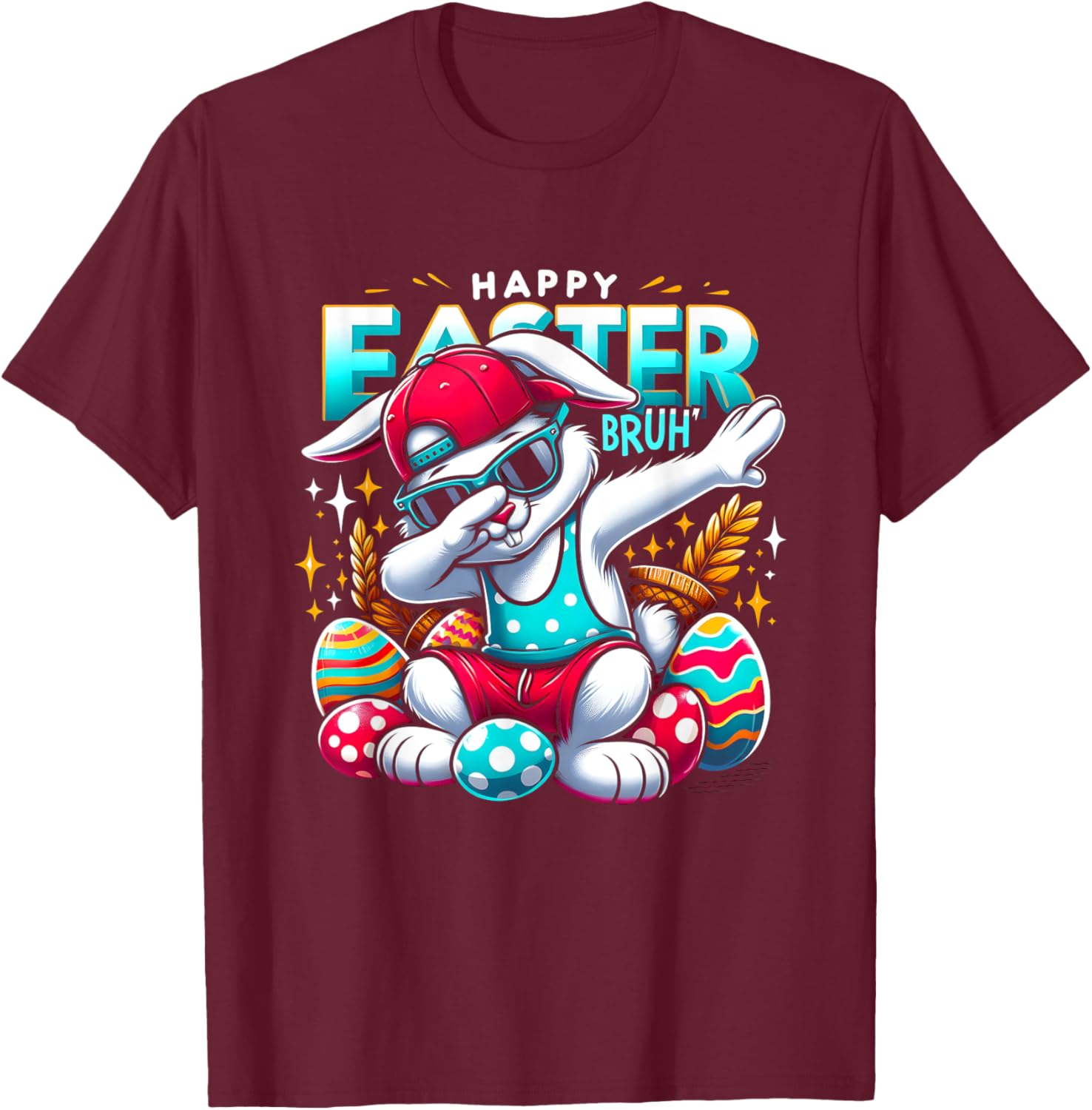 Dabbing Bunny Happy Easter Bruh Funny Dab Boy Christian Eggs T-Shirt