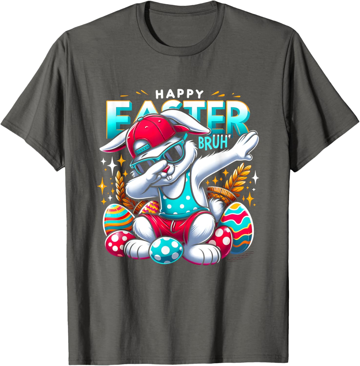 Dabbing Bunny Happy Easter Bruh Funny Dab Boy Christian Eggs T-Shirt